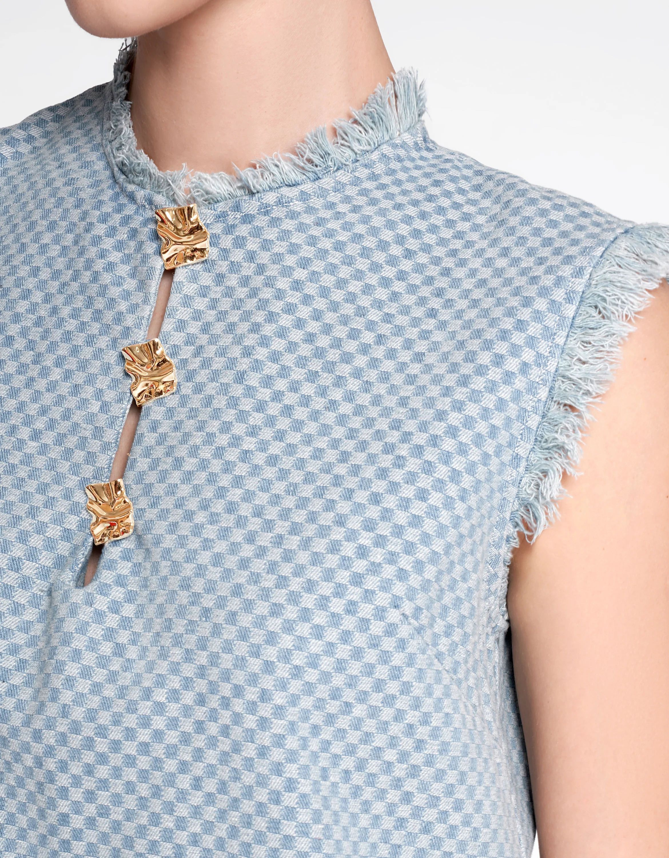 Delicate Button Fringe Trim Dress - Image 4