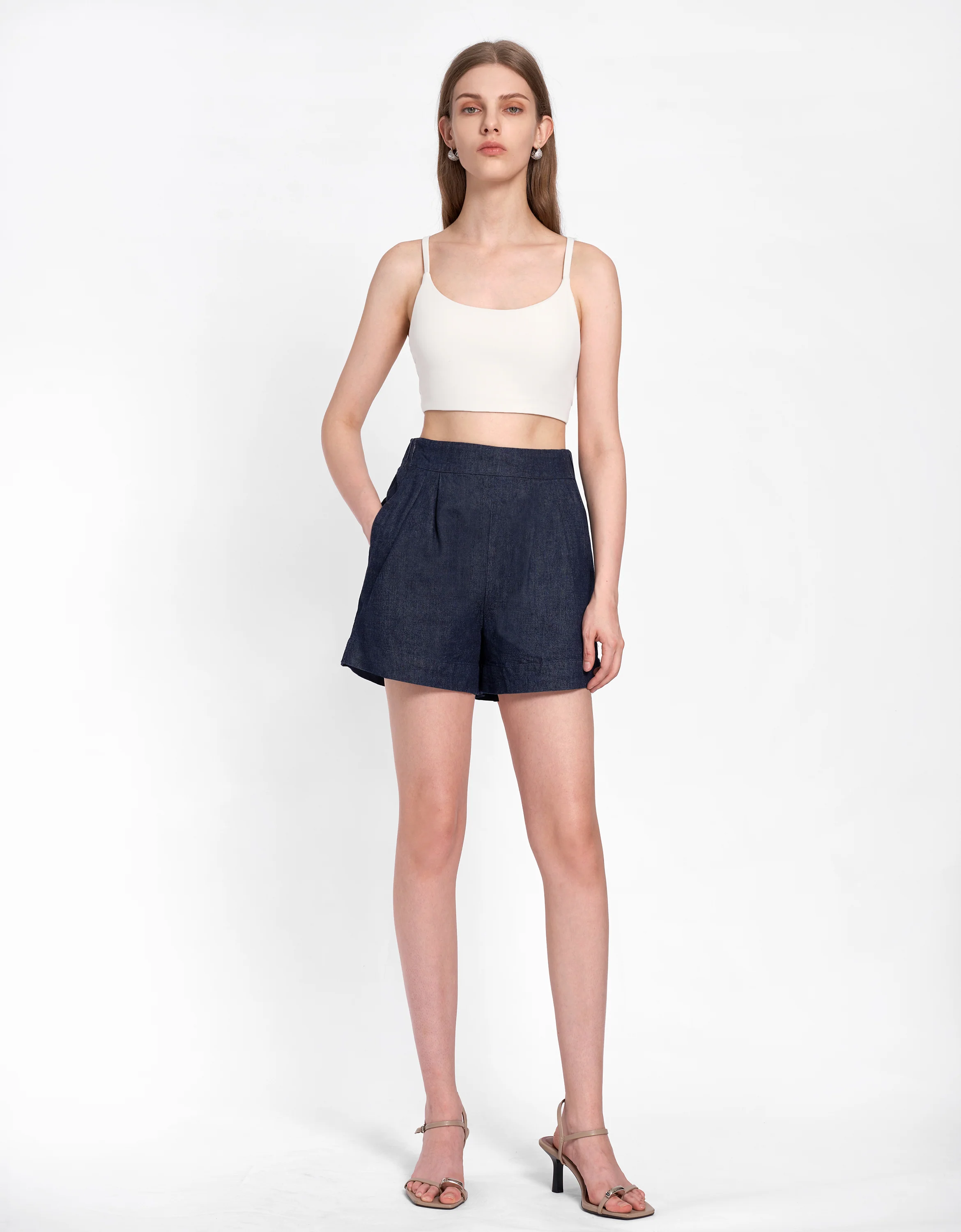 Denim Elastic Shorts - Image 6