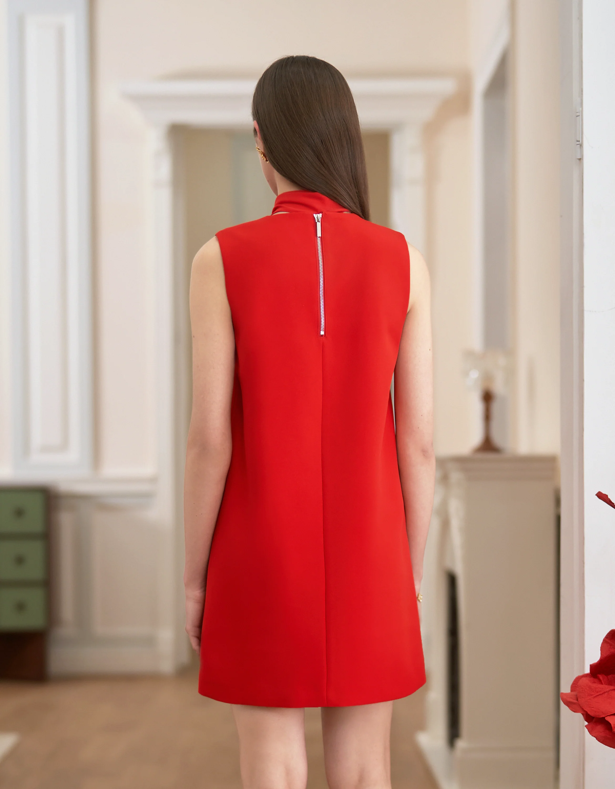 Detachable Bow Tie Sleeveless Dress - Image 5