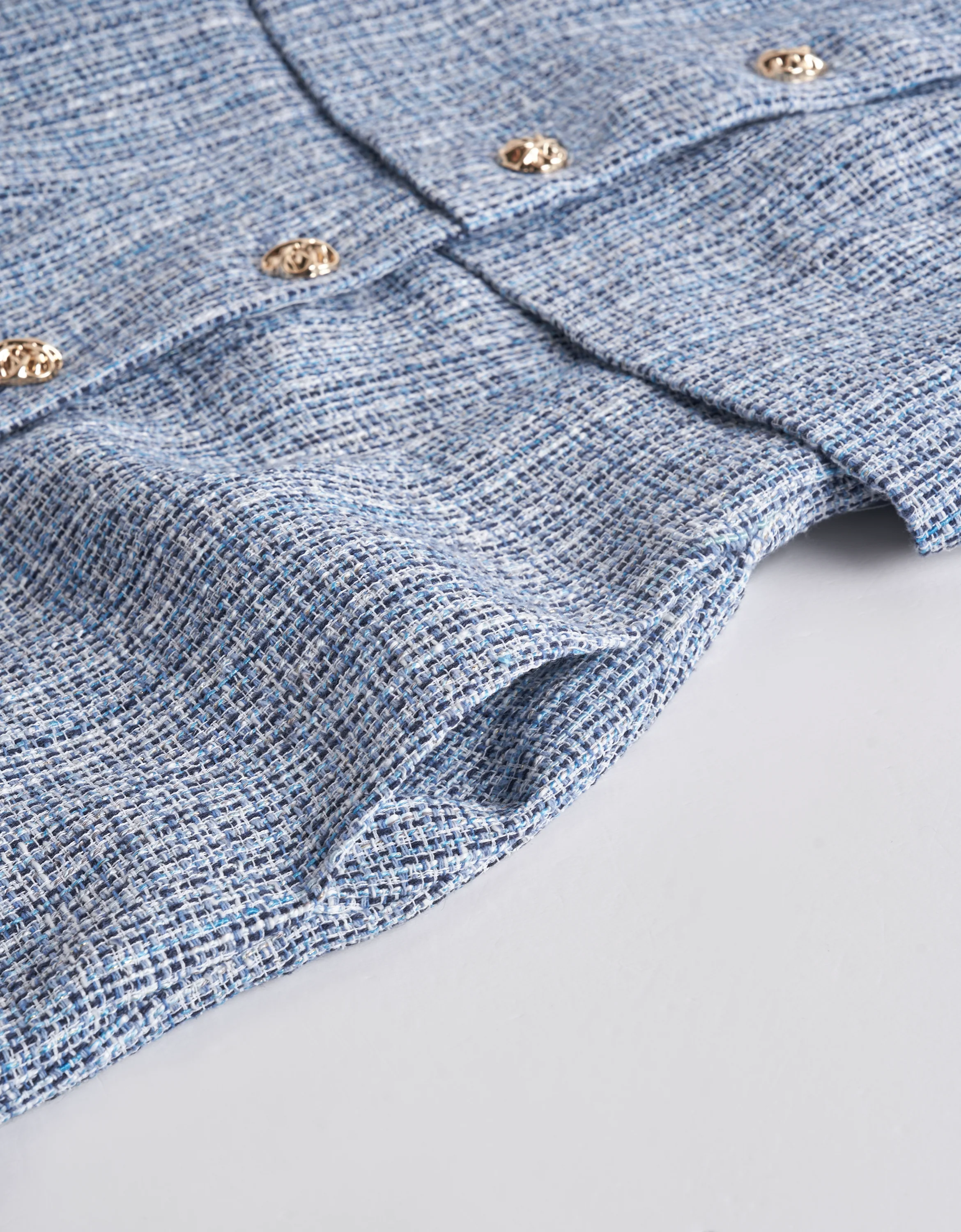 Detachable Collar Fringe Cuff Tweed Dress - Image 9