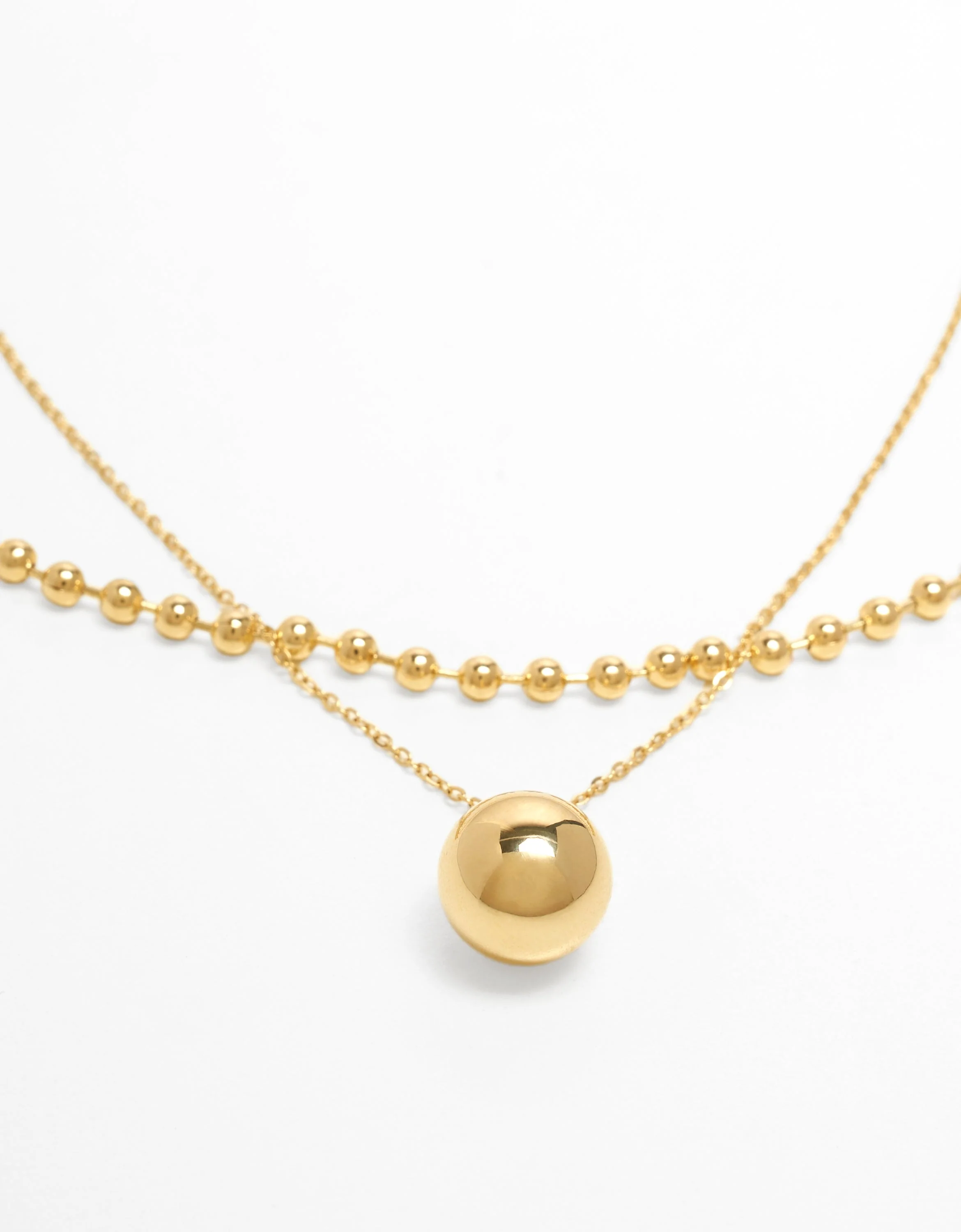 Double Layer Sphere Charm Necklace - Image 3