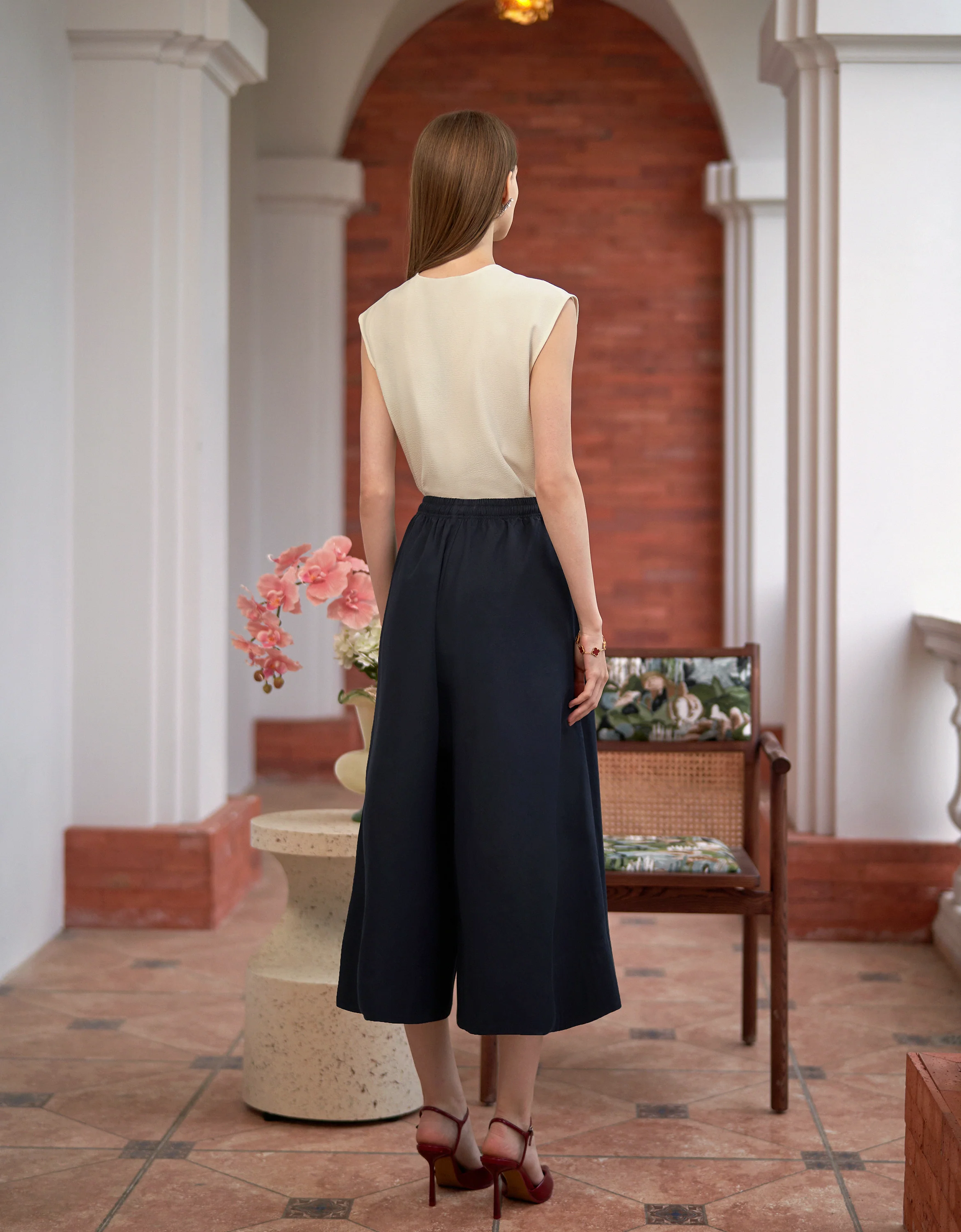 Drawstring Waist Wide Leg Pants - Image 3