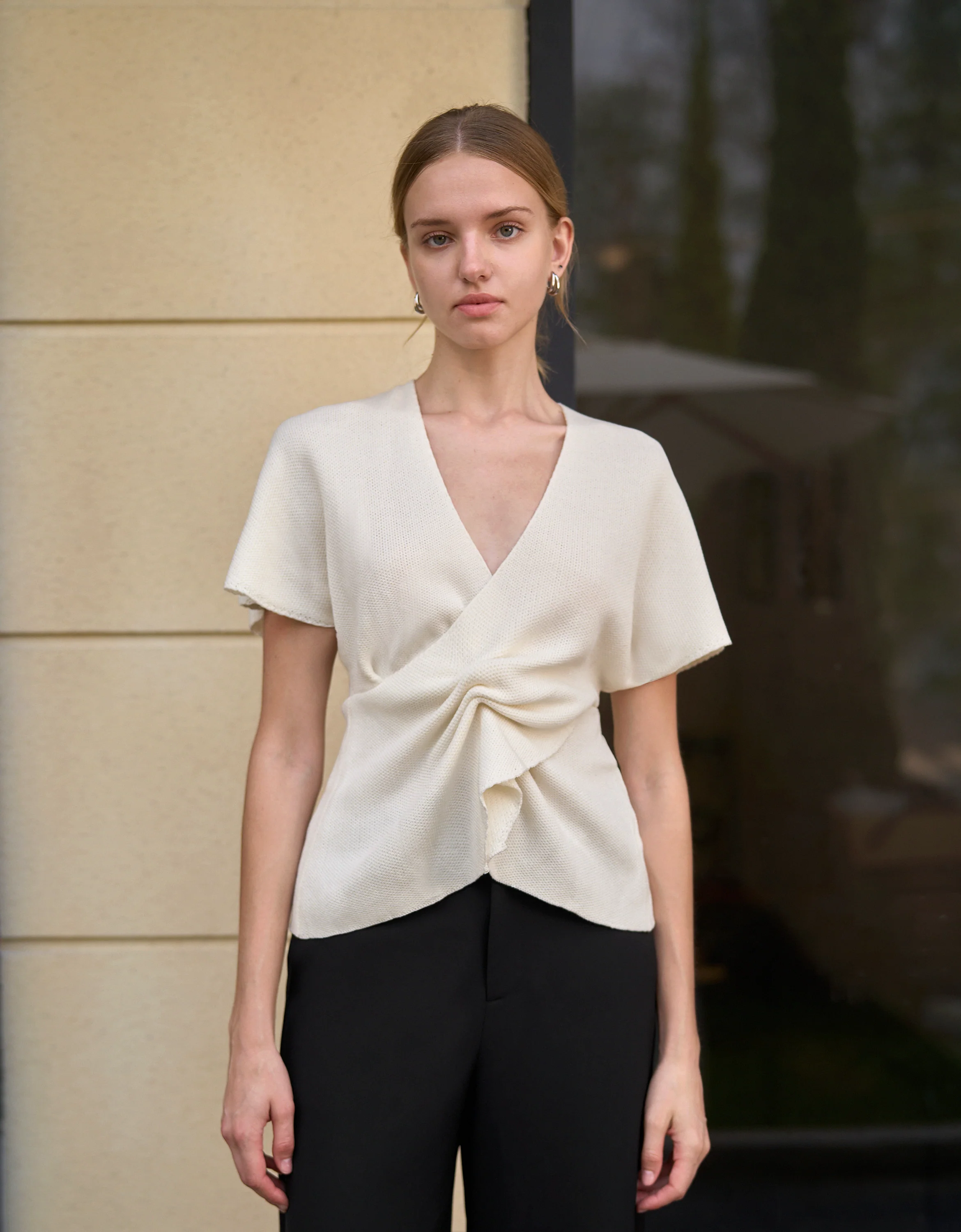 Drop Shoulder Twisted Knit Top - Image 3