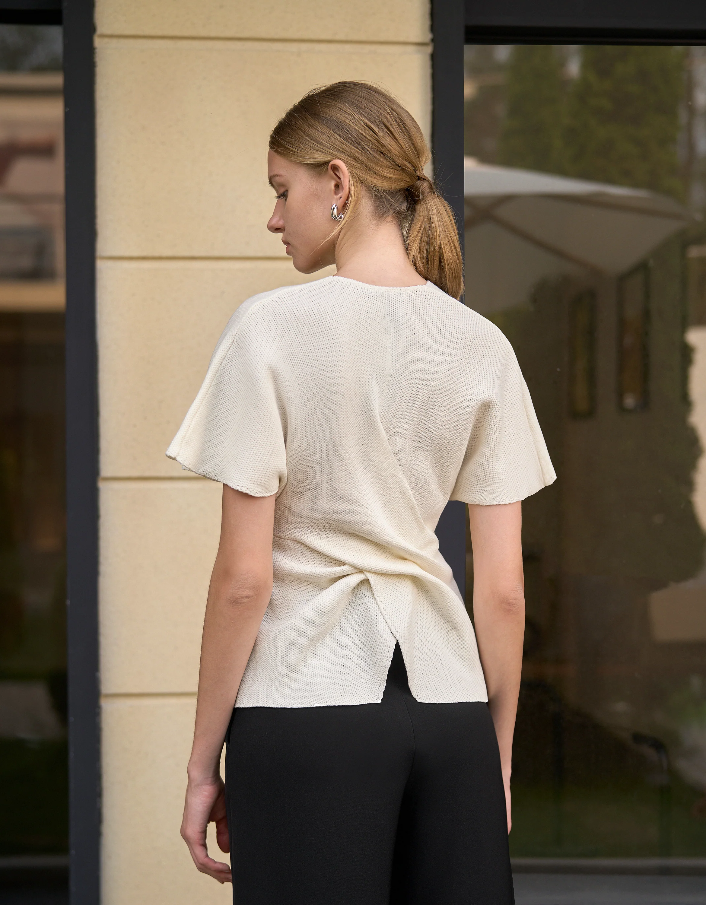Drop Shoulder Twisted Knit Top - Image 4