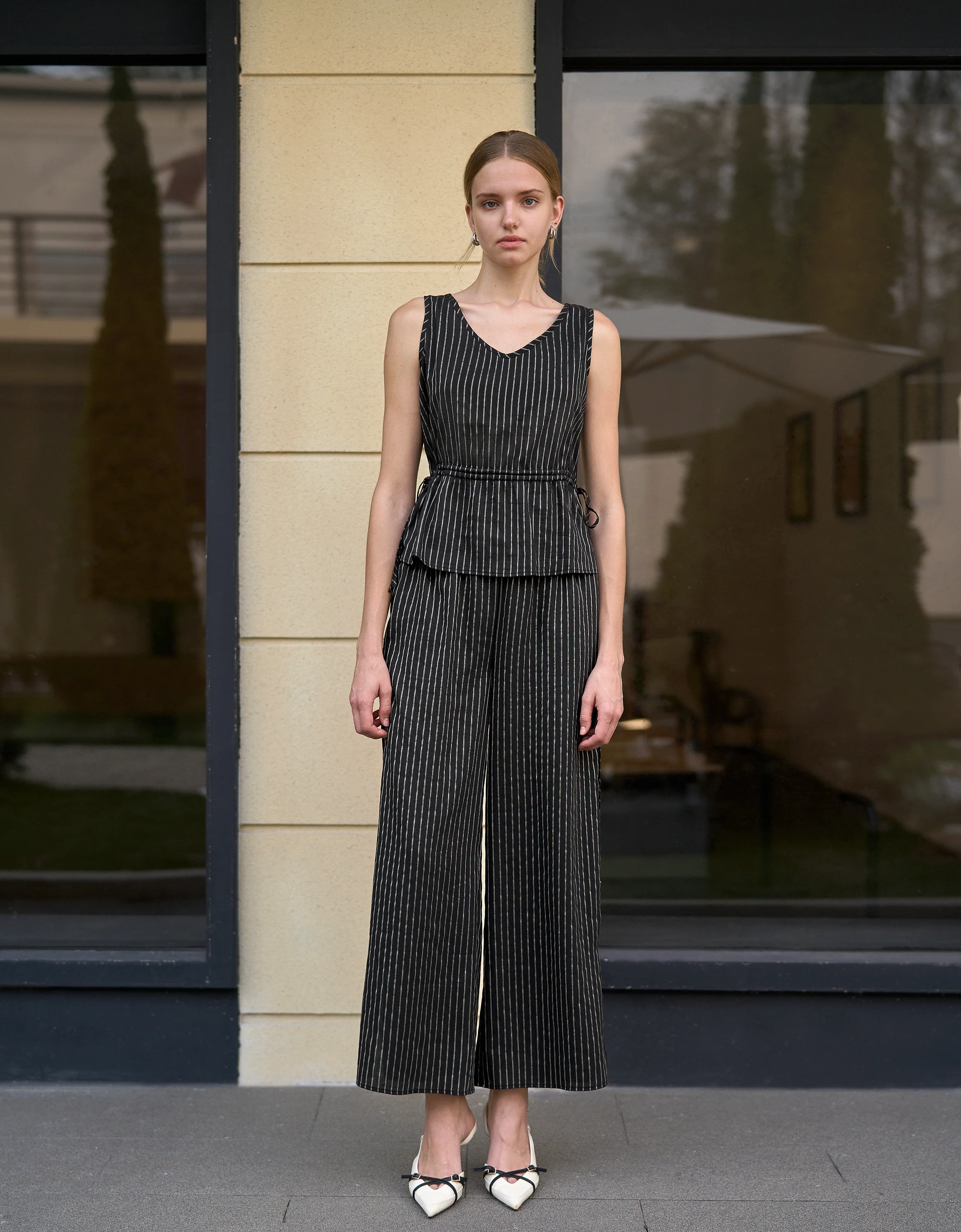 Elastic Waist Striped Trousers