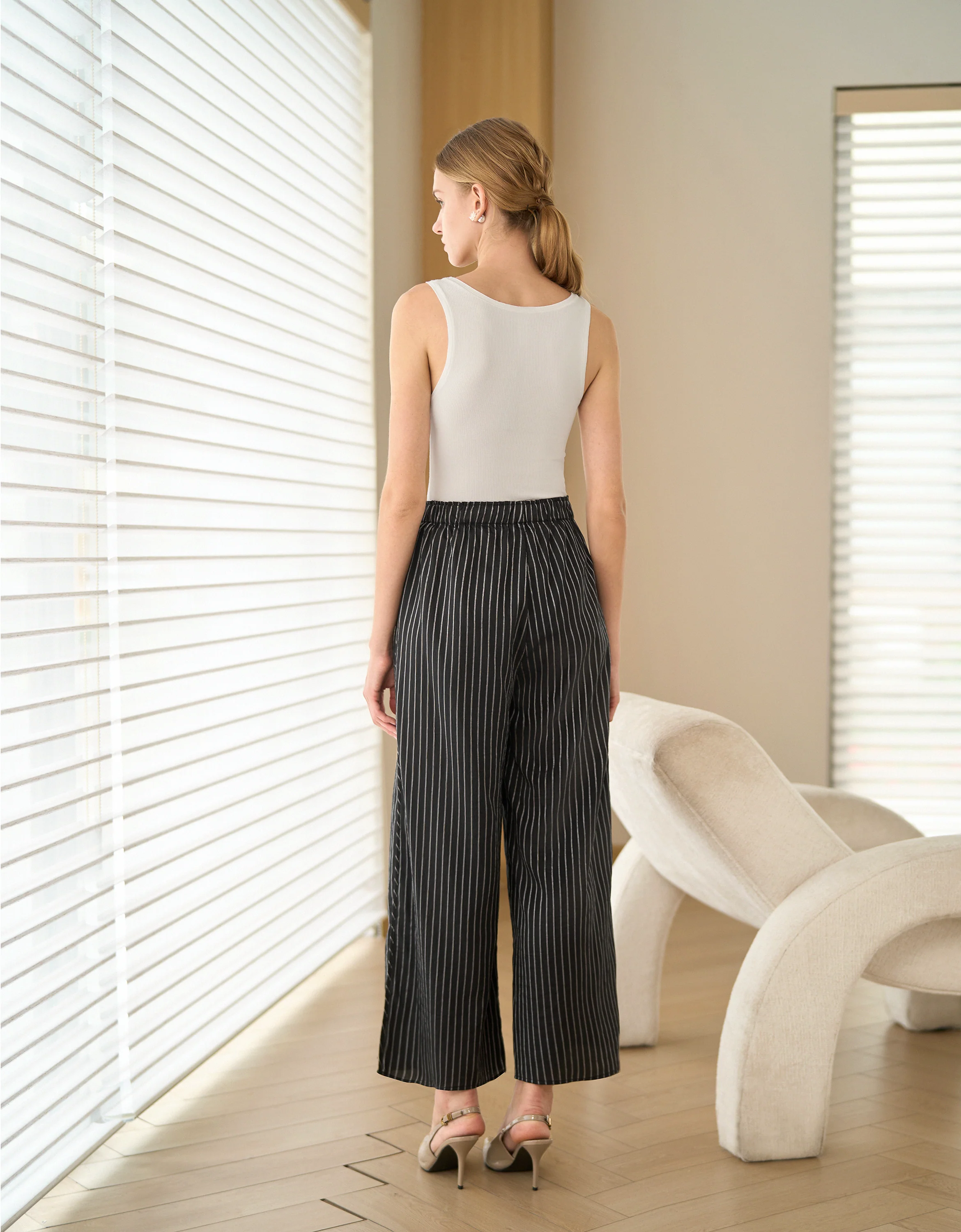 Elastic Waist Striped Trousers - Image 3