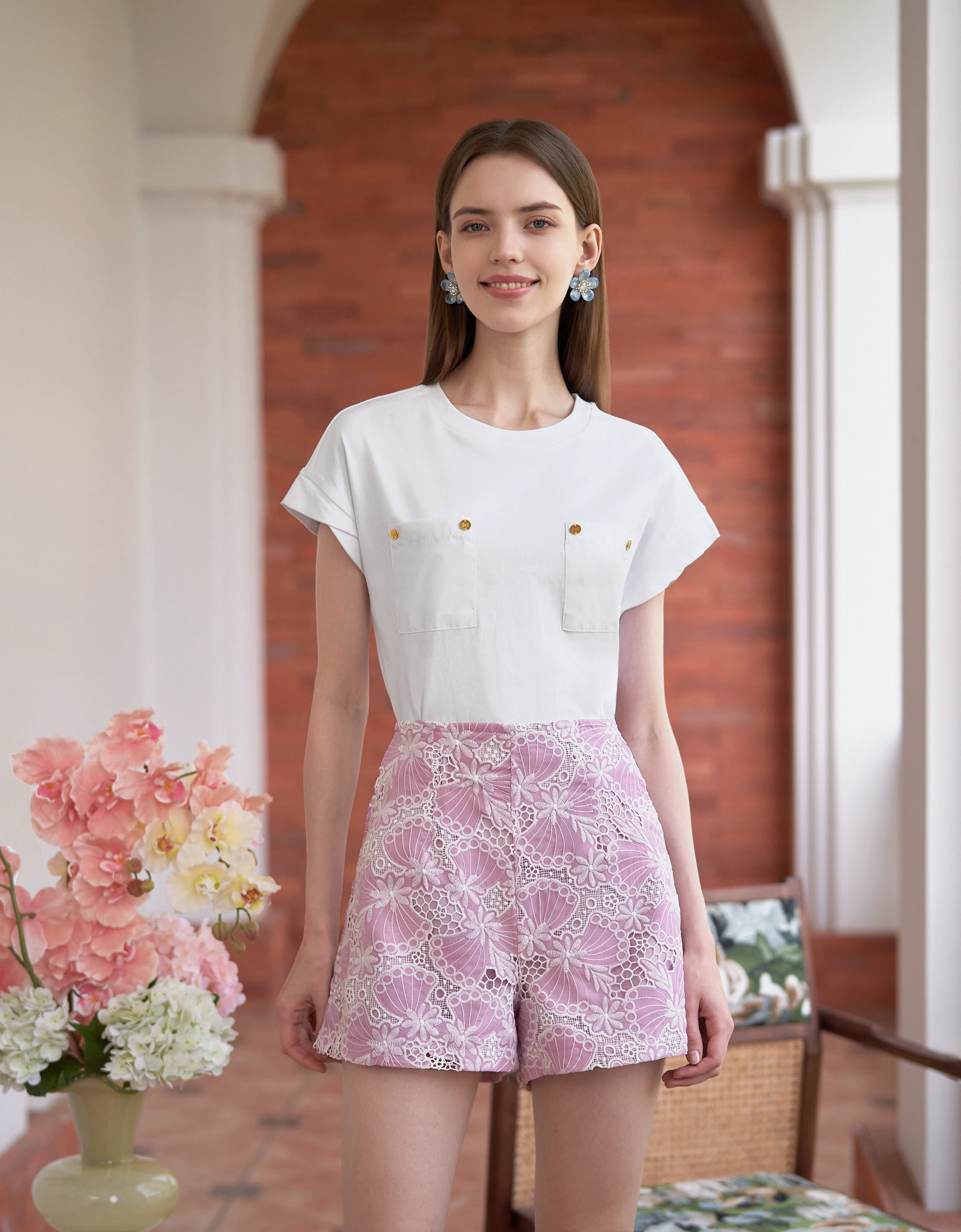 Embossed Button Pocket T-Shirt - Image 10