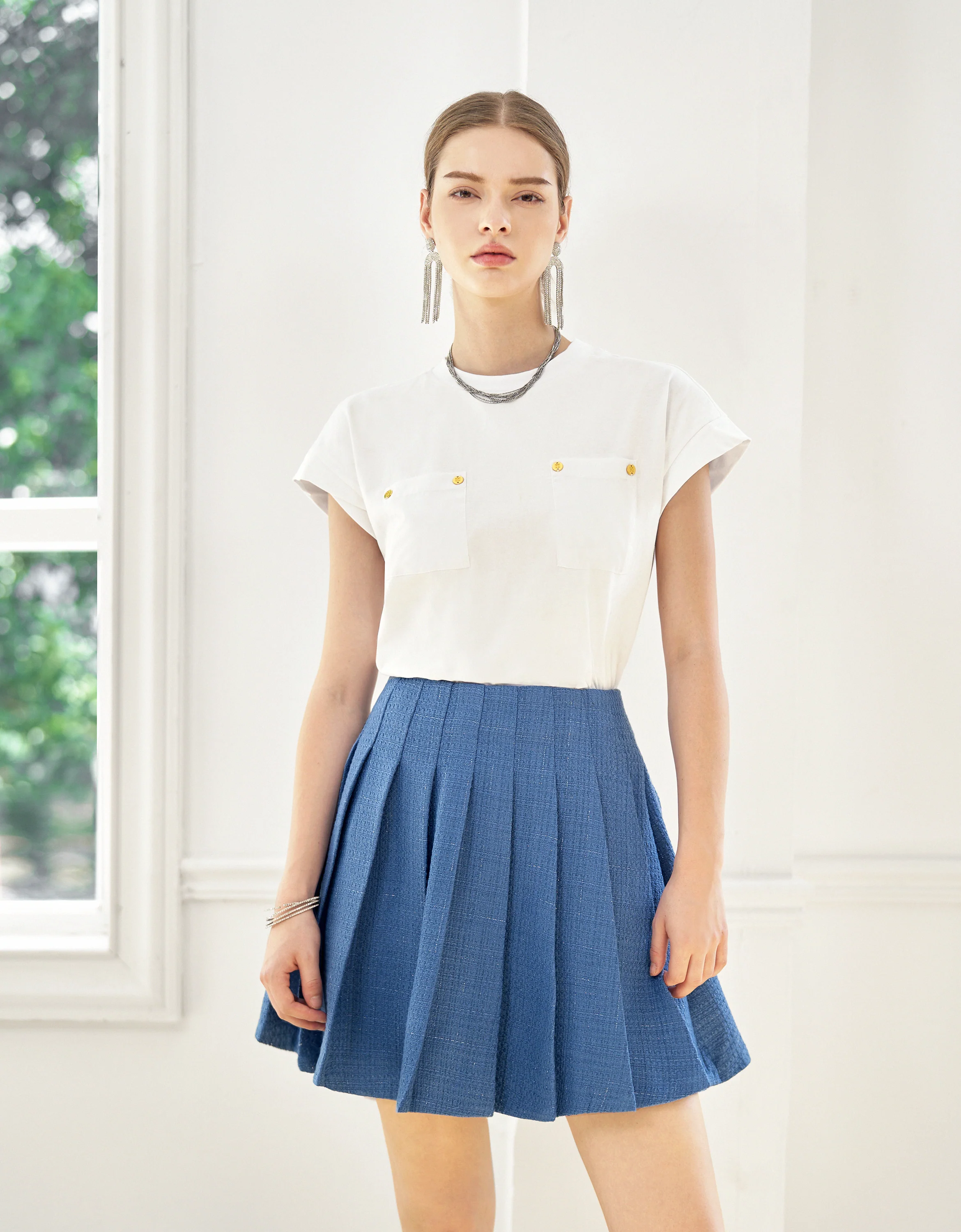 Embossed Button Pocket T-Shirt - Image 13