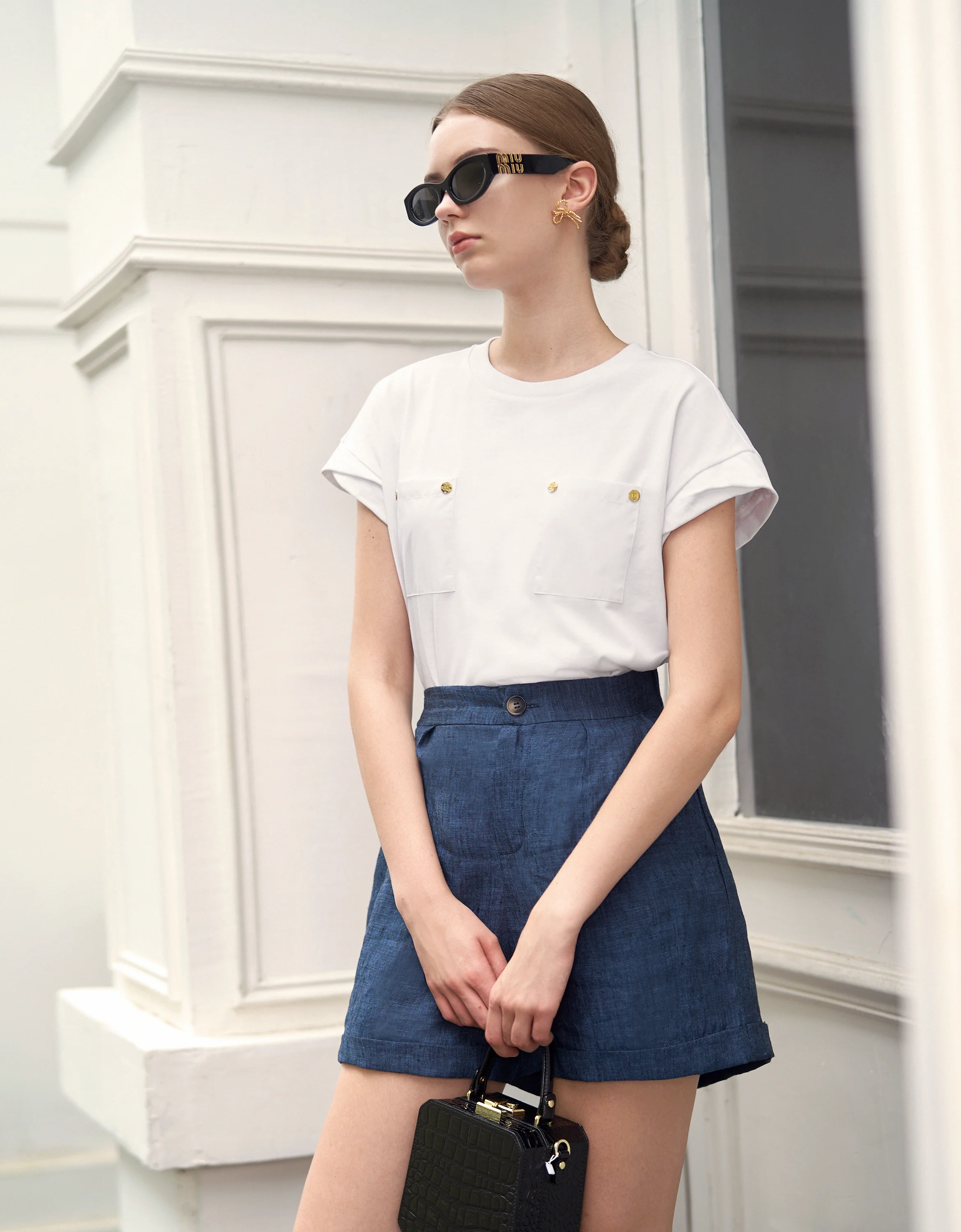 Embossed Button Pocket T-Shirt - Image 14