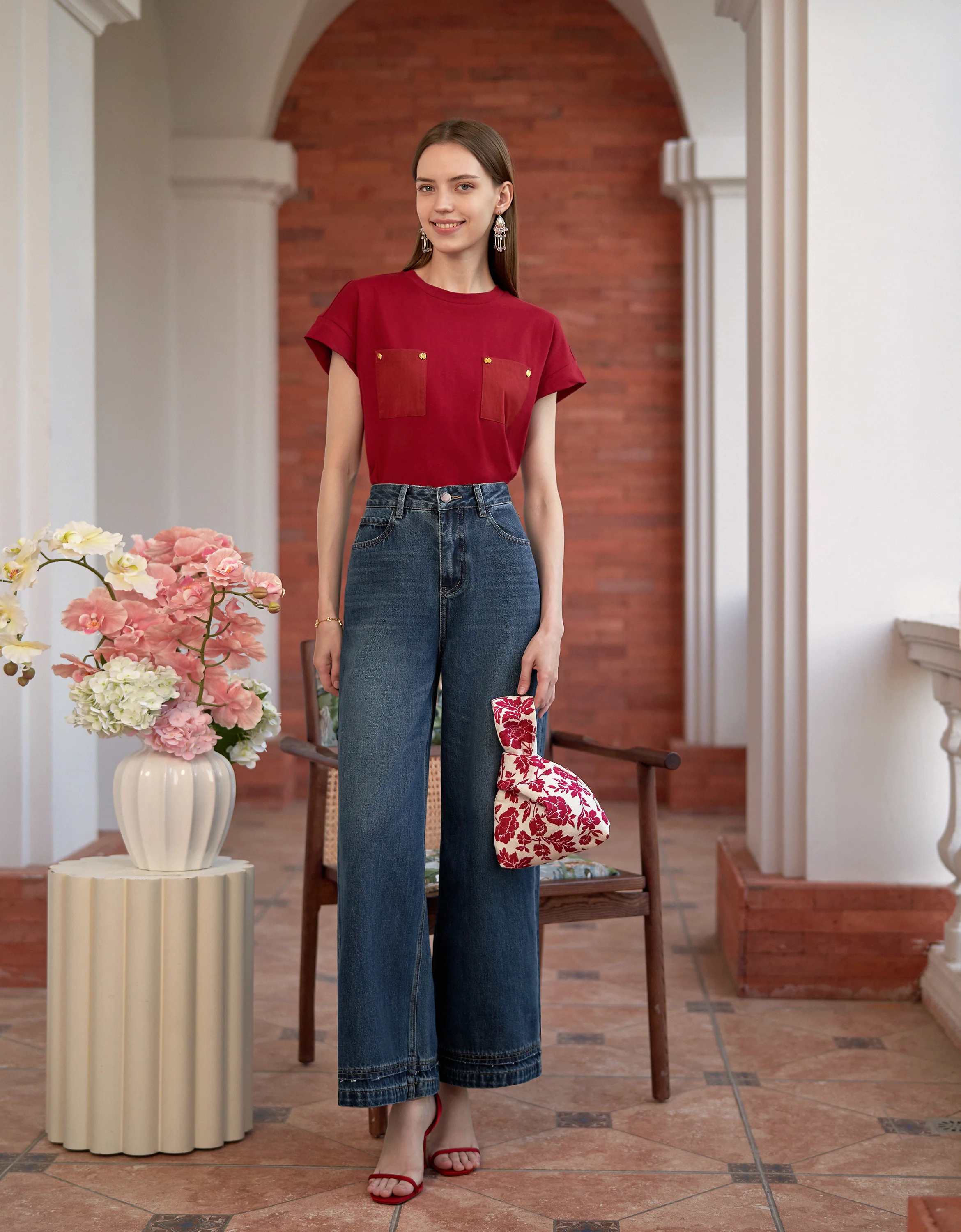 Embossed Button Pocket T-Shirt - Image 25