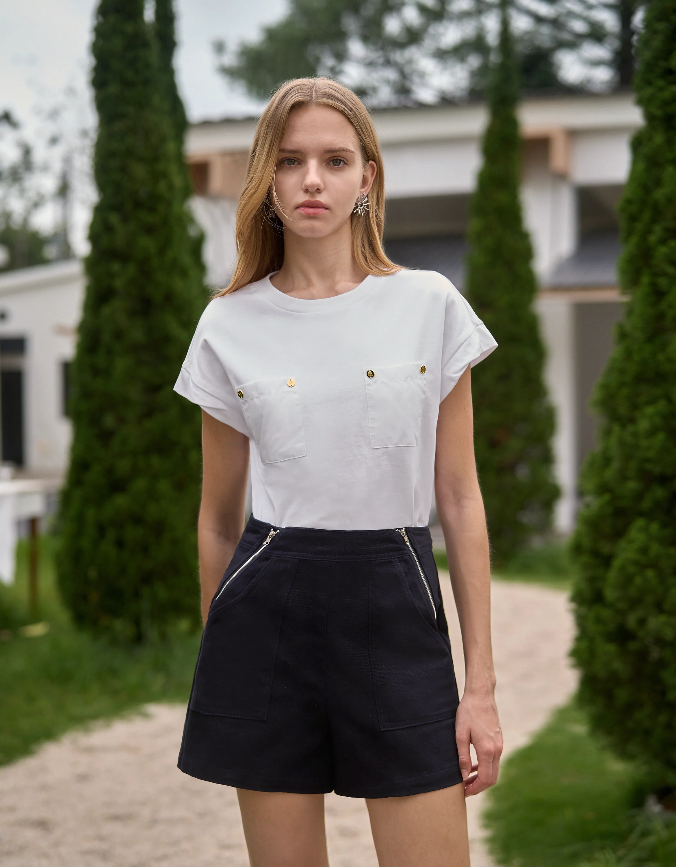 Embossed Button Pocket T-Shirt - Image 3