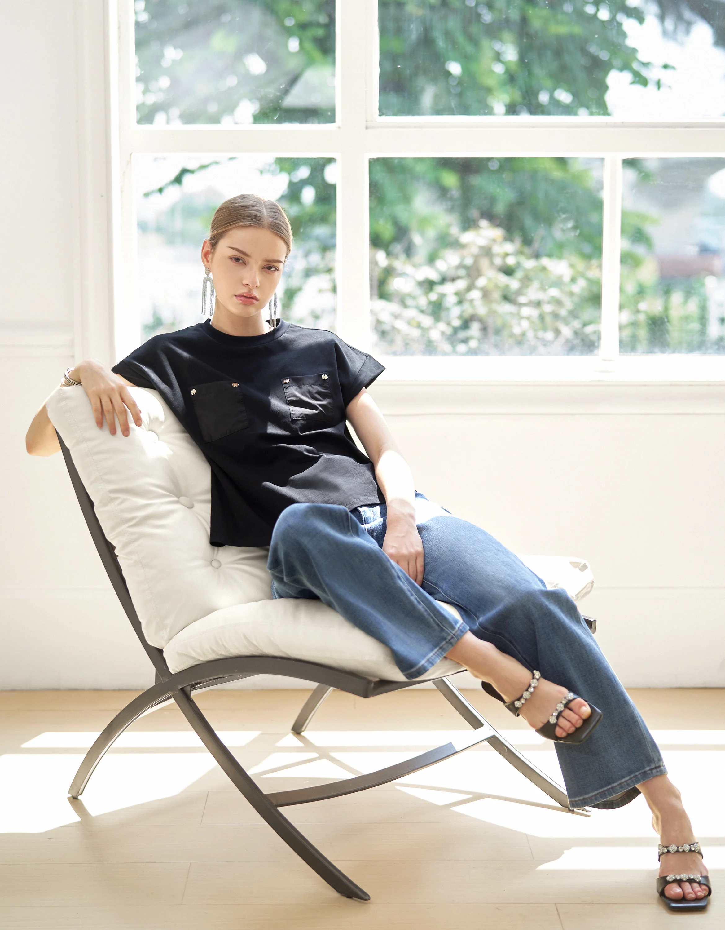 Embossed Button Pocket T-Shirt - Image 31