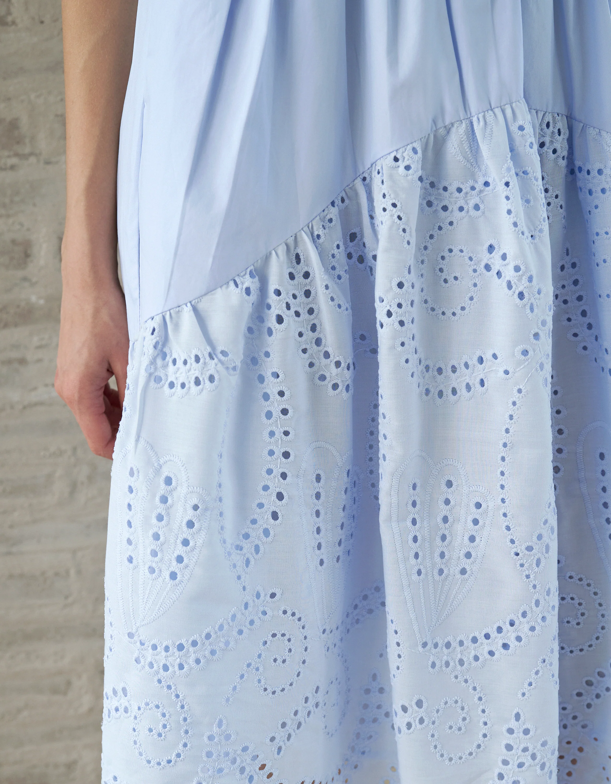 Embroidered Skirt Button Front Sleeveless Dress - Image 6