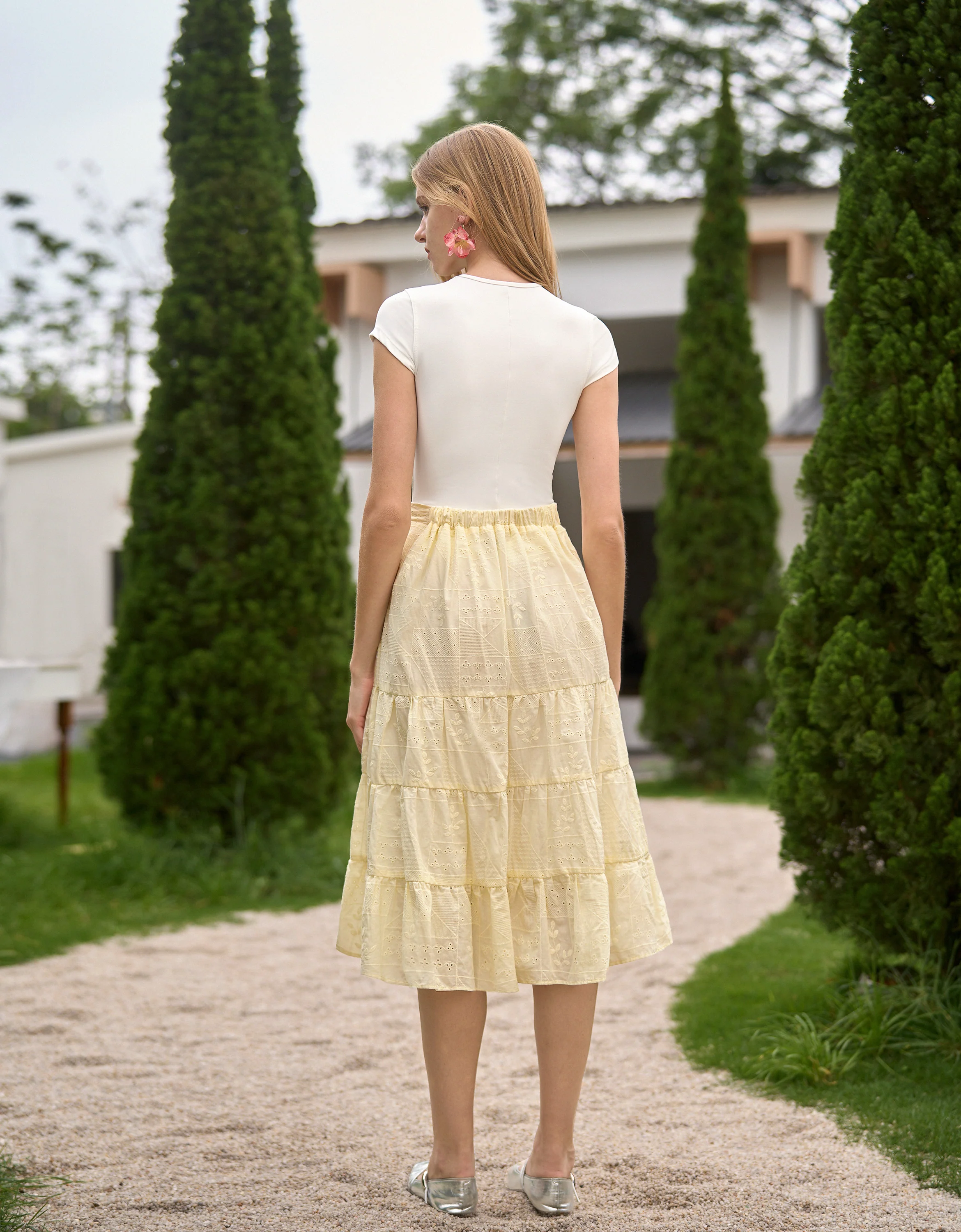 Embroidered Tiered Midi Skirt - Image 3