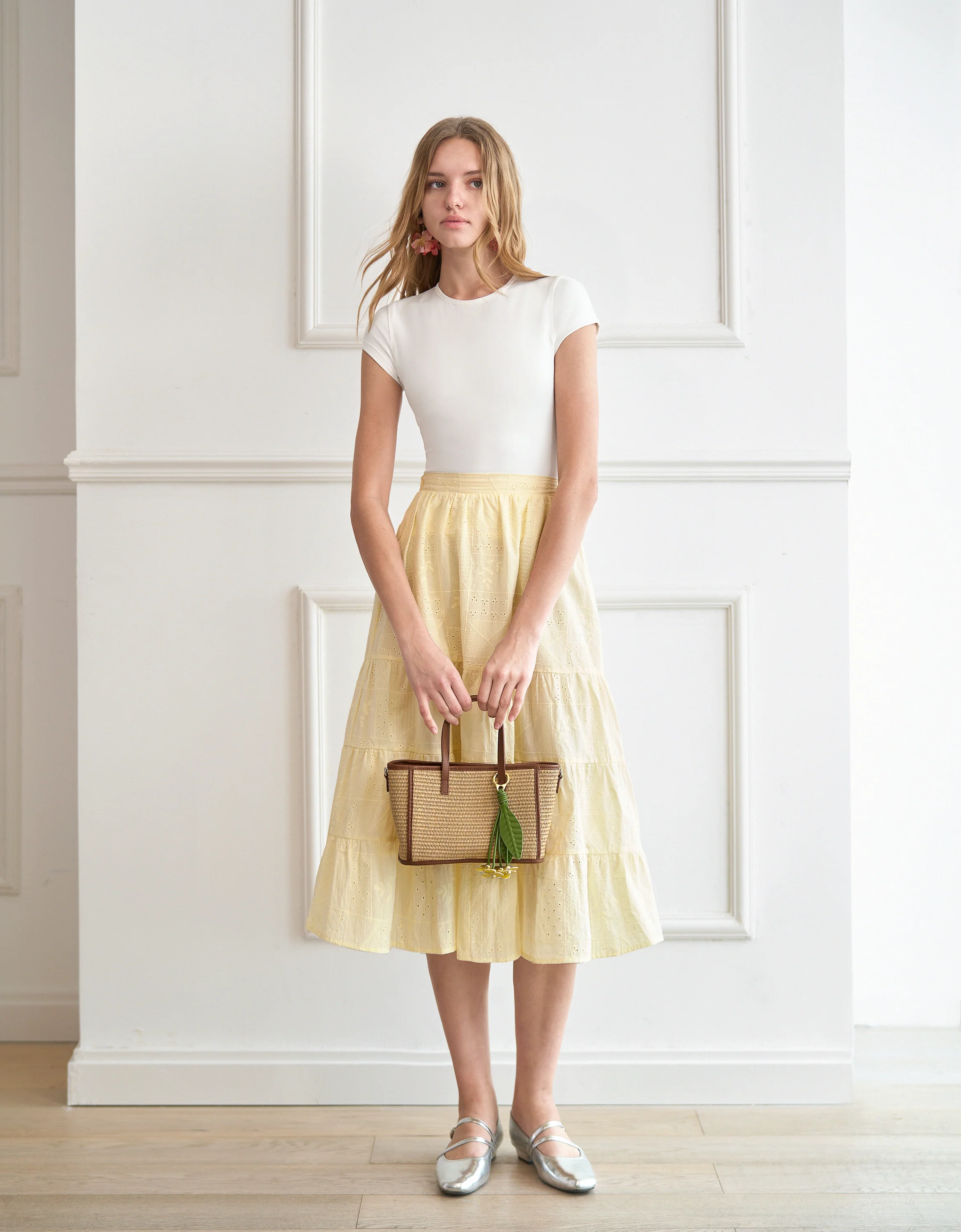 Embroidered Tiered Midi Skirt - Image 5
