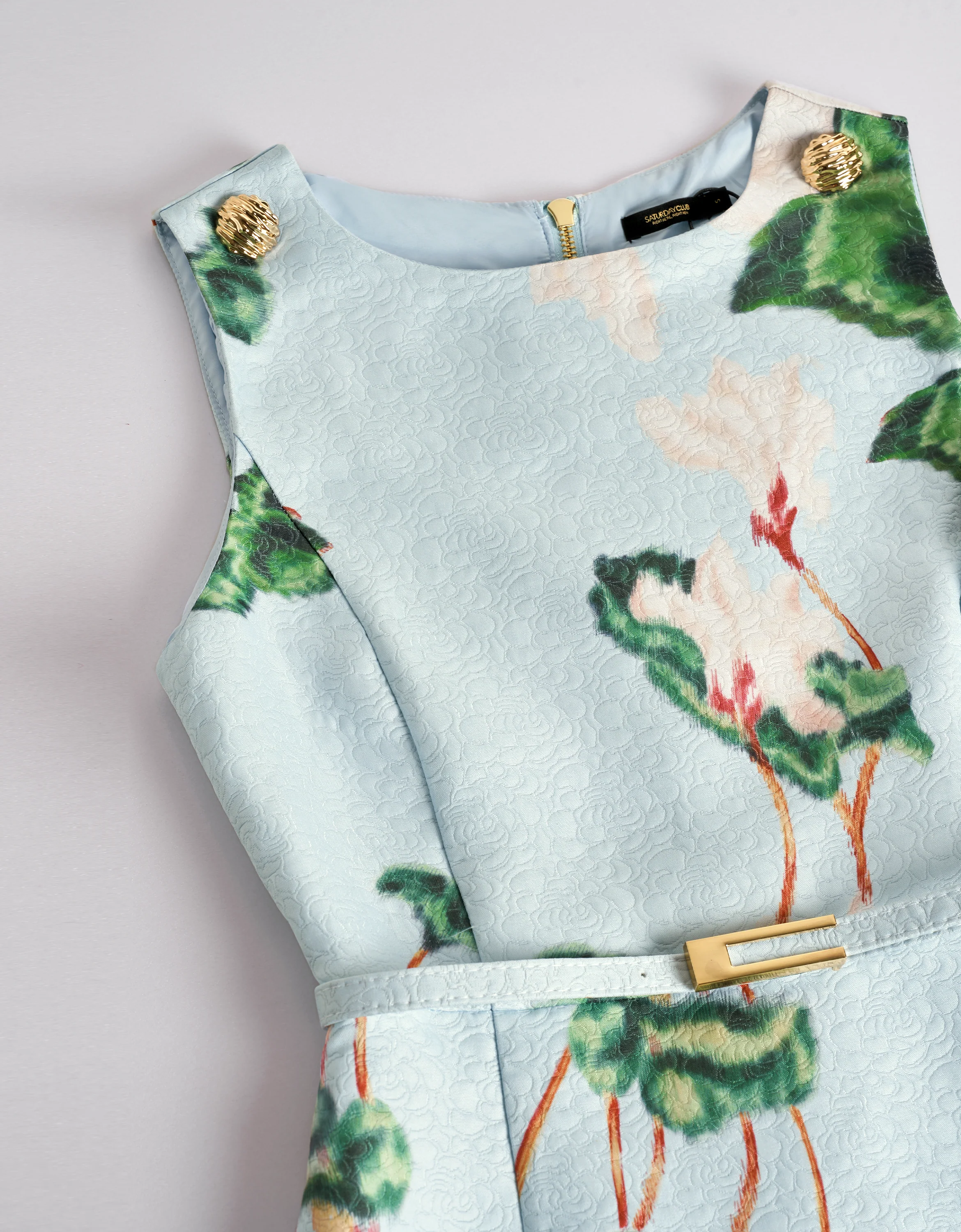 Exclusive Floral Print Ruffled Hem Belted Dress - Image 5