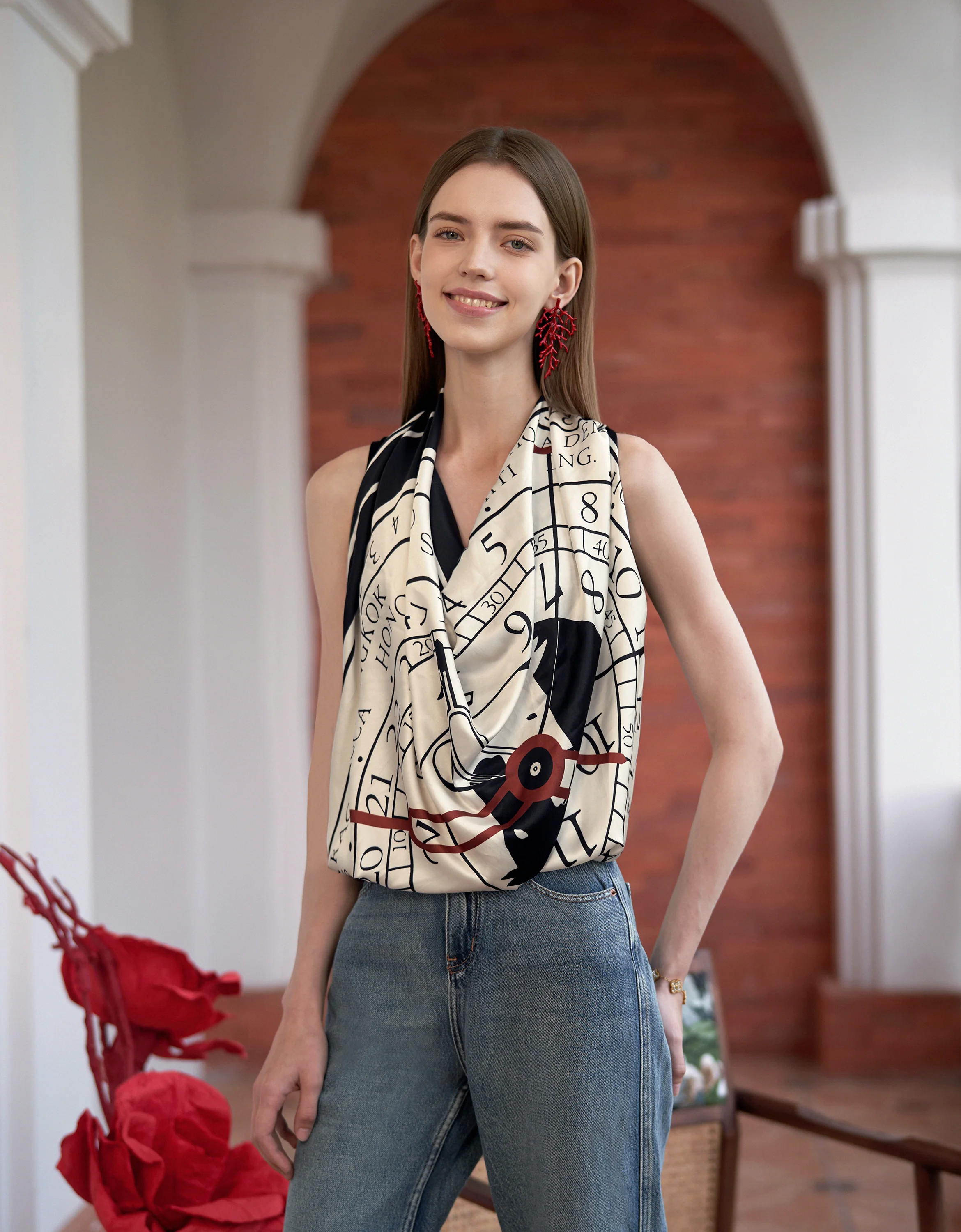 Exclusive Geometric Print Scarf - Image 9