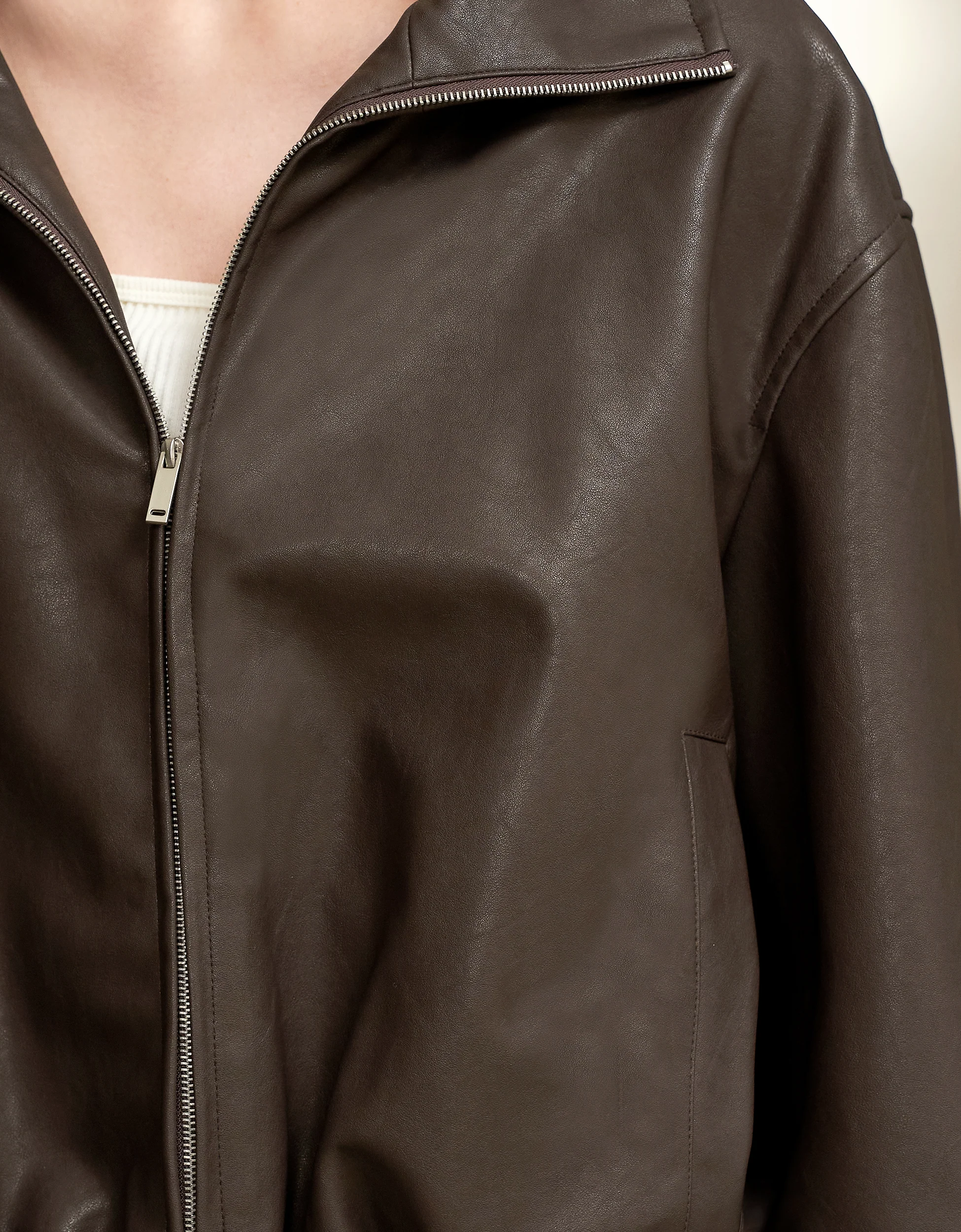 Faux Leather Cropped Jacket - Image 5