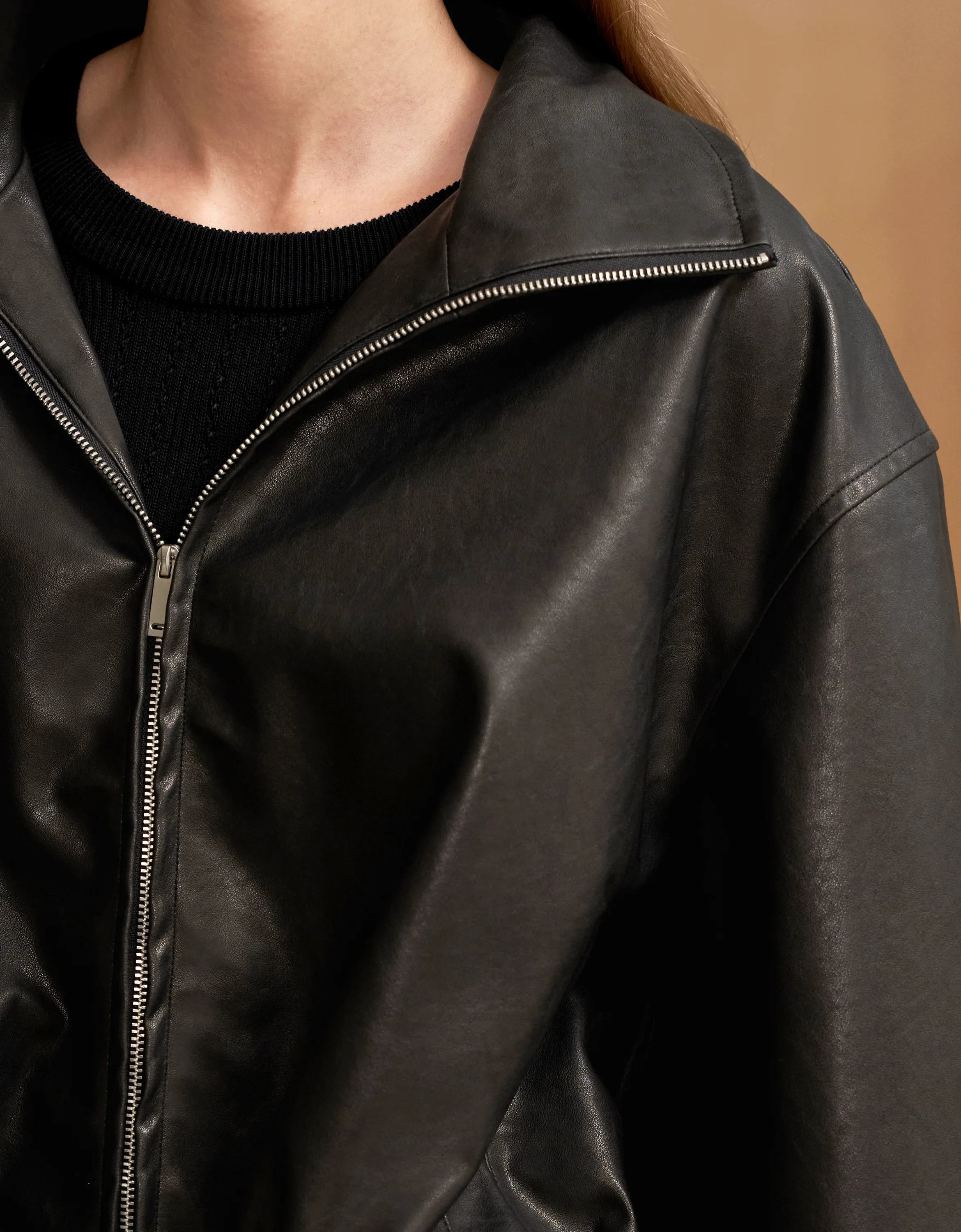 Faux Leather Cropped Jacket - Image 9