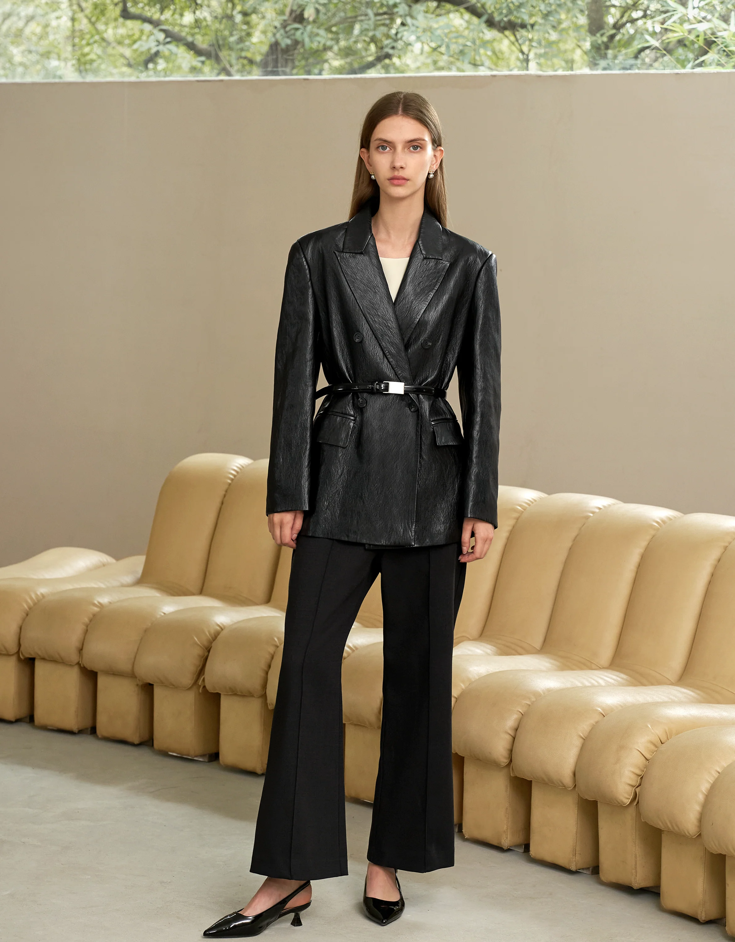 Faux Leather Suit Jacket - Image 6