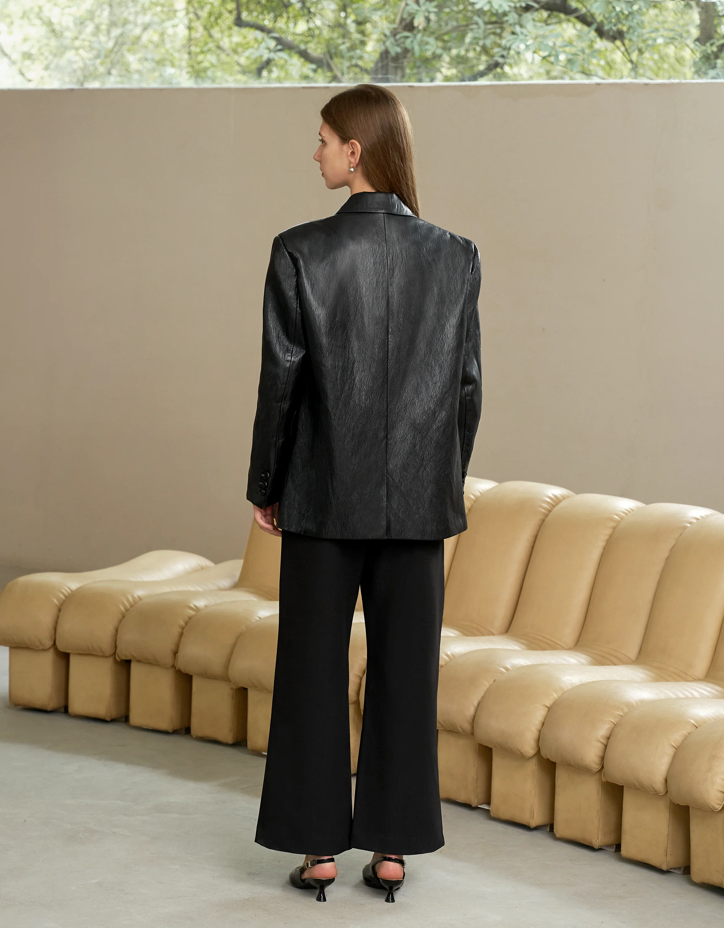 Faux Leather Suit Jacket - Image 7