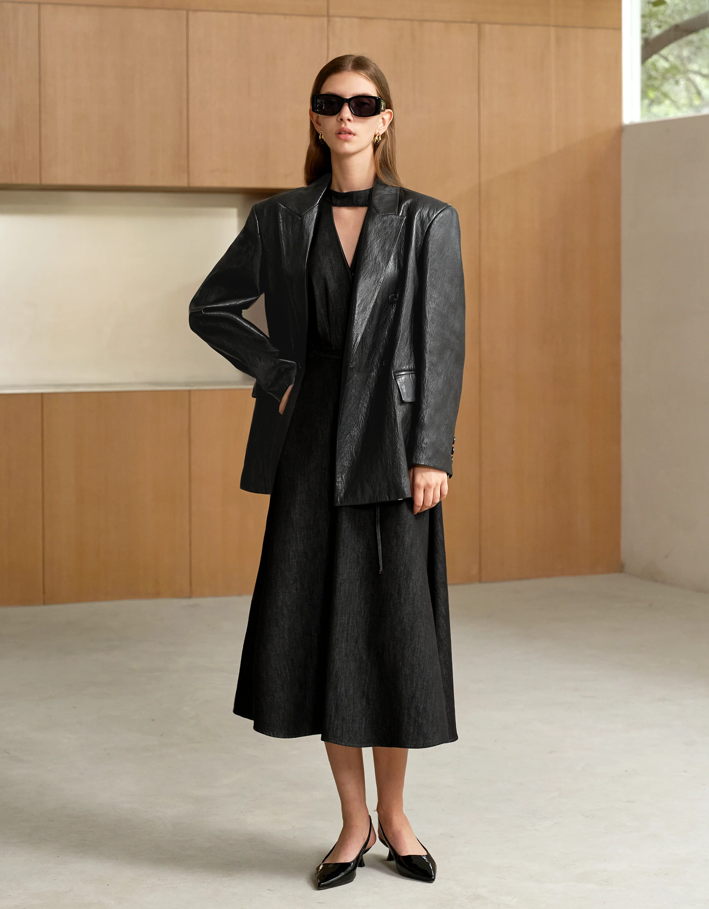 Faux Leather Suit Jacket - Image 8