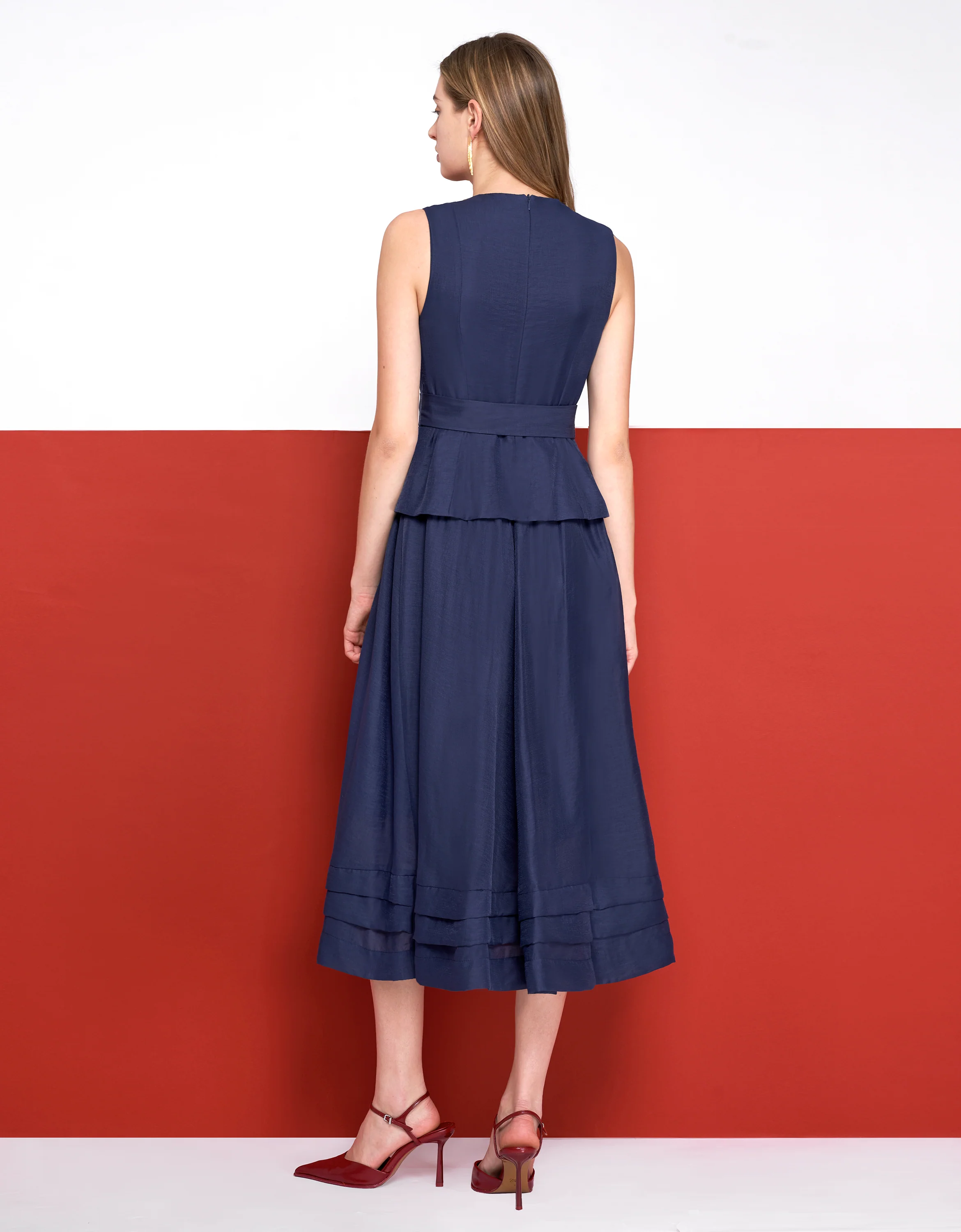 Faux Two-piece Double-breasted Midi Dress - Image 3