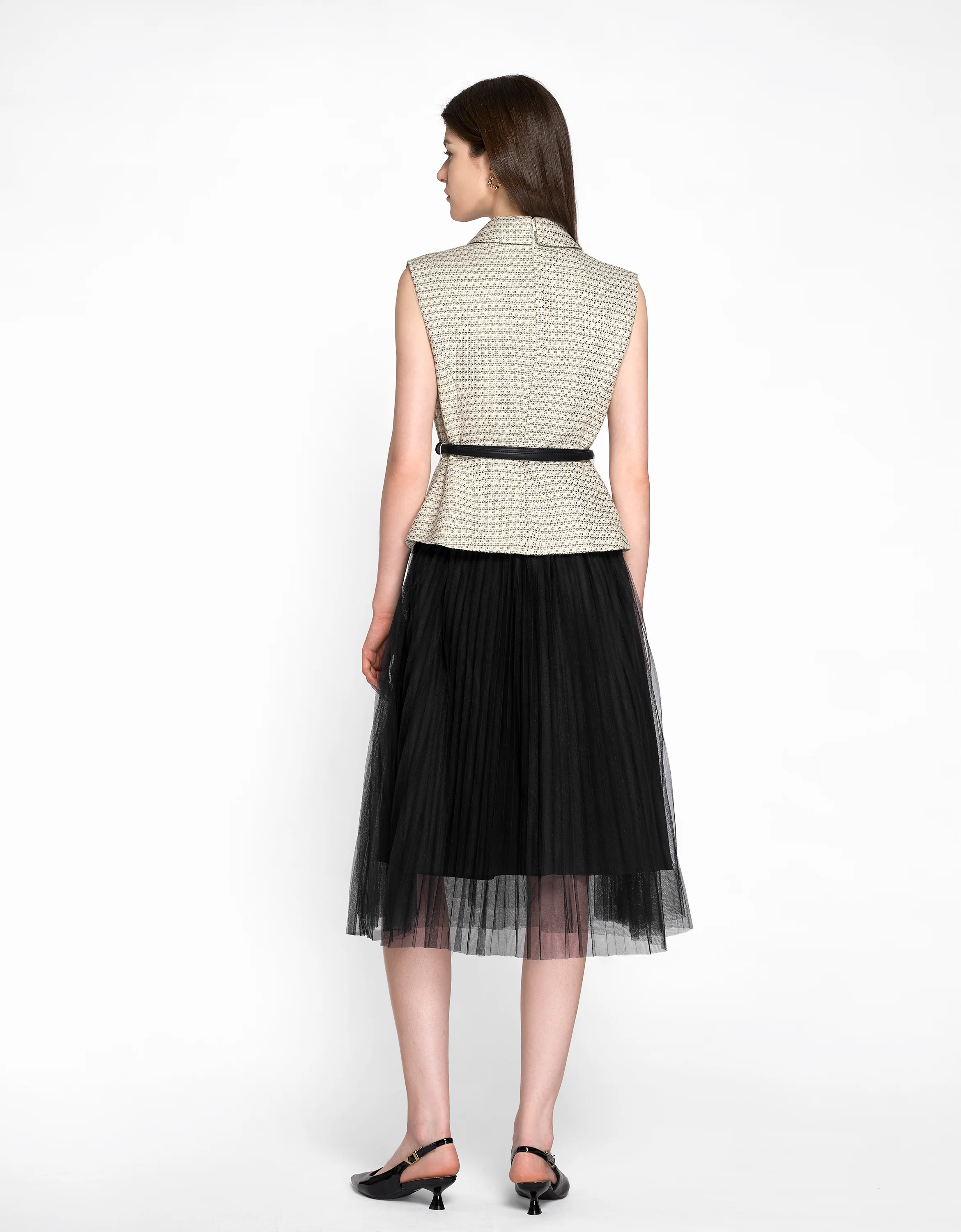 Faux Two-piece Mesh Skirt Midi Dress - Image 6