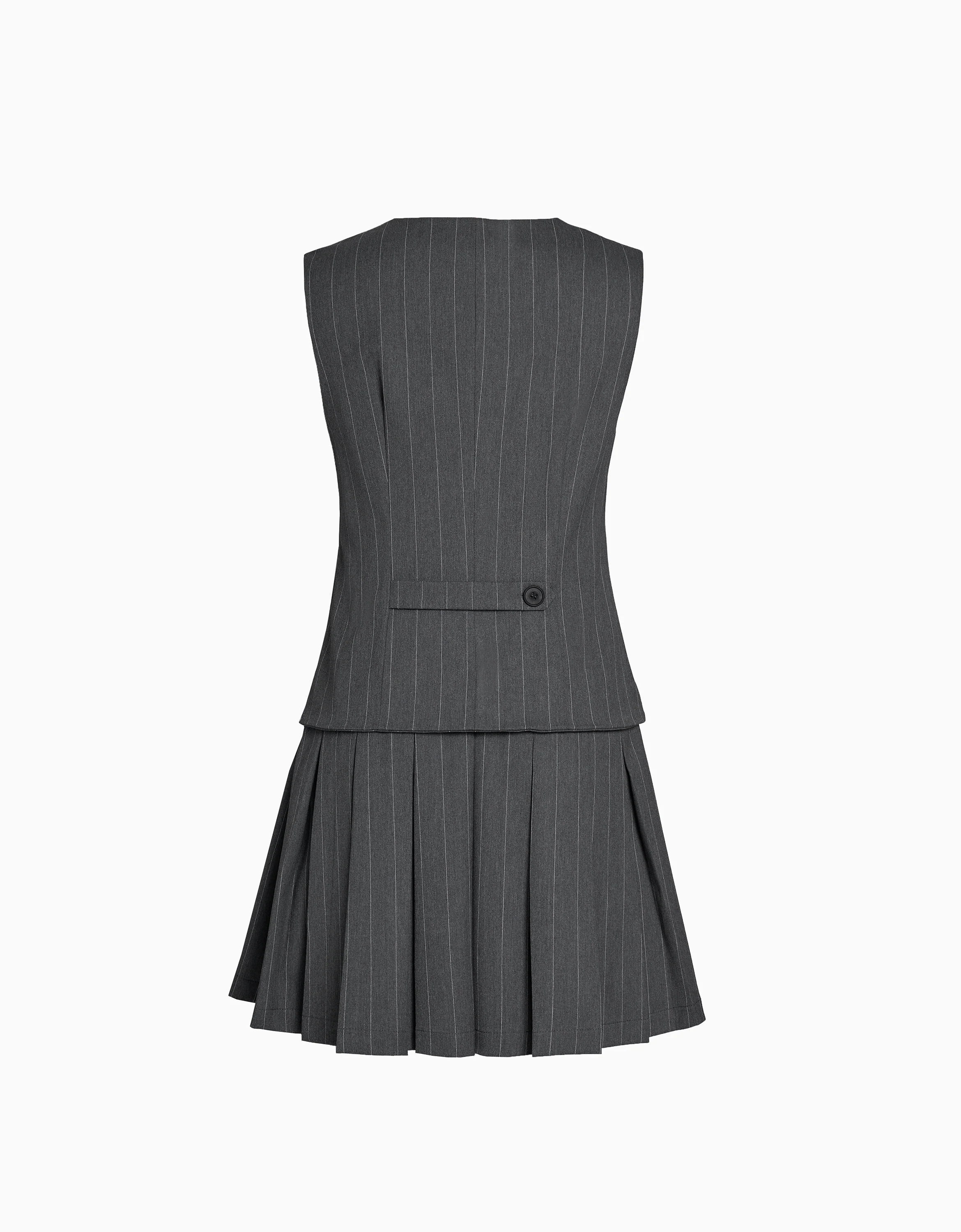 Faux Two-piece Pleated Skirt Vest Style Dress - Image 28