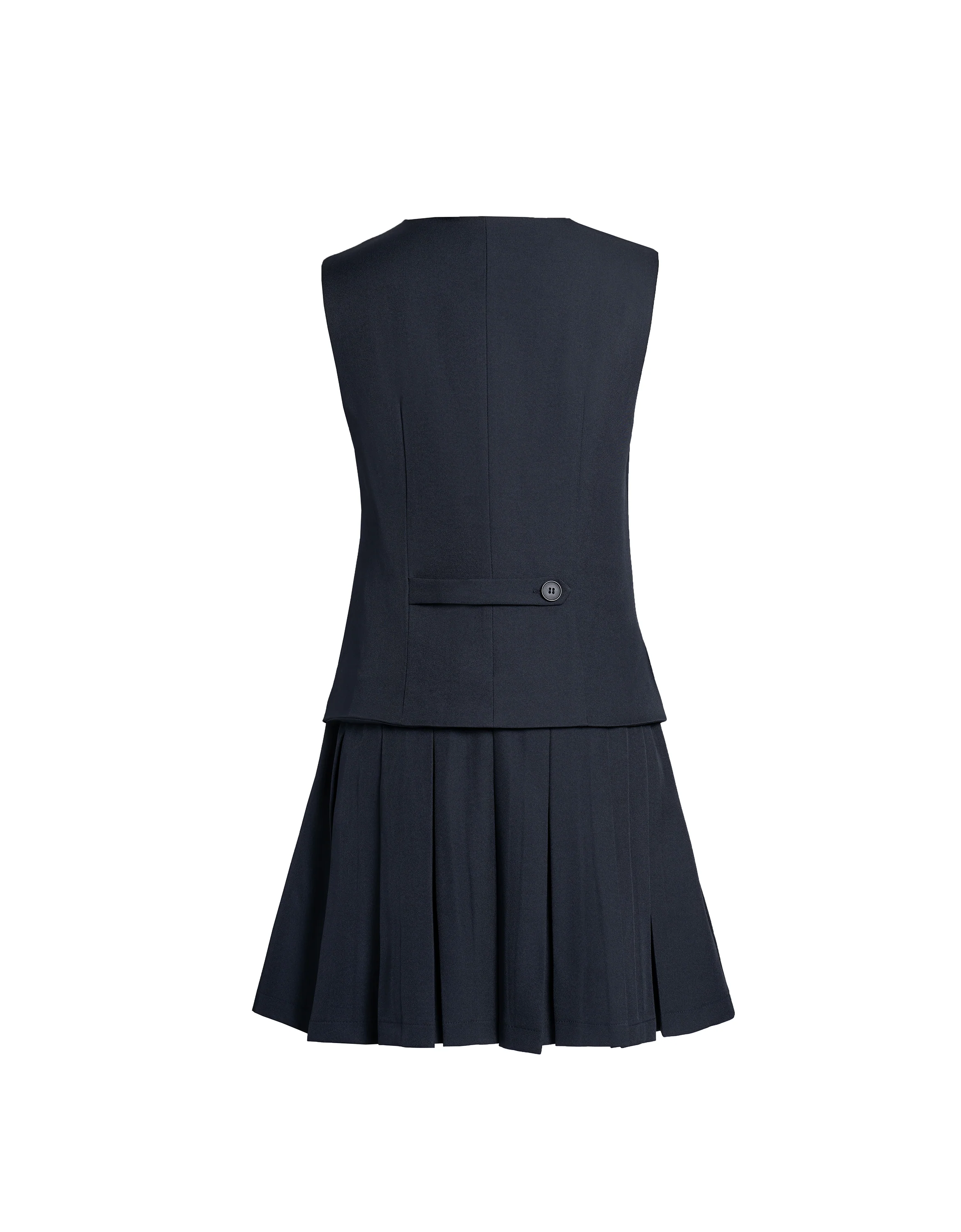 Faux Two-piece Pleated Skirt Vest Style Dress - Image 8