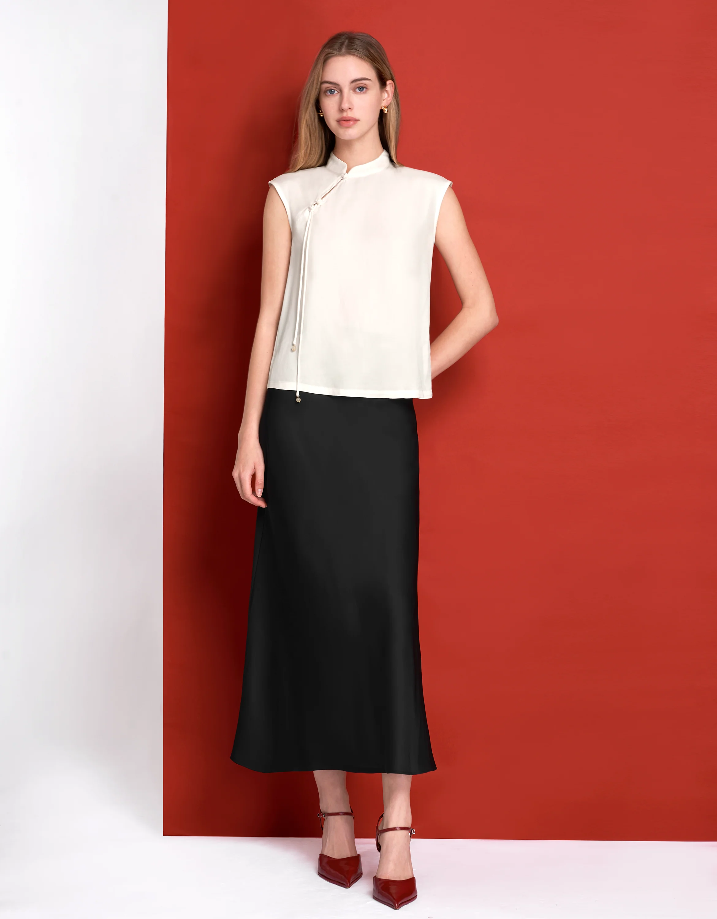 Flared Hem Satin Midi Skirt - Image 7