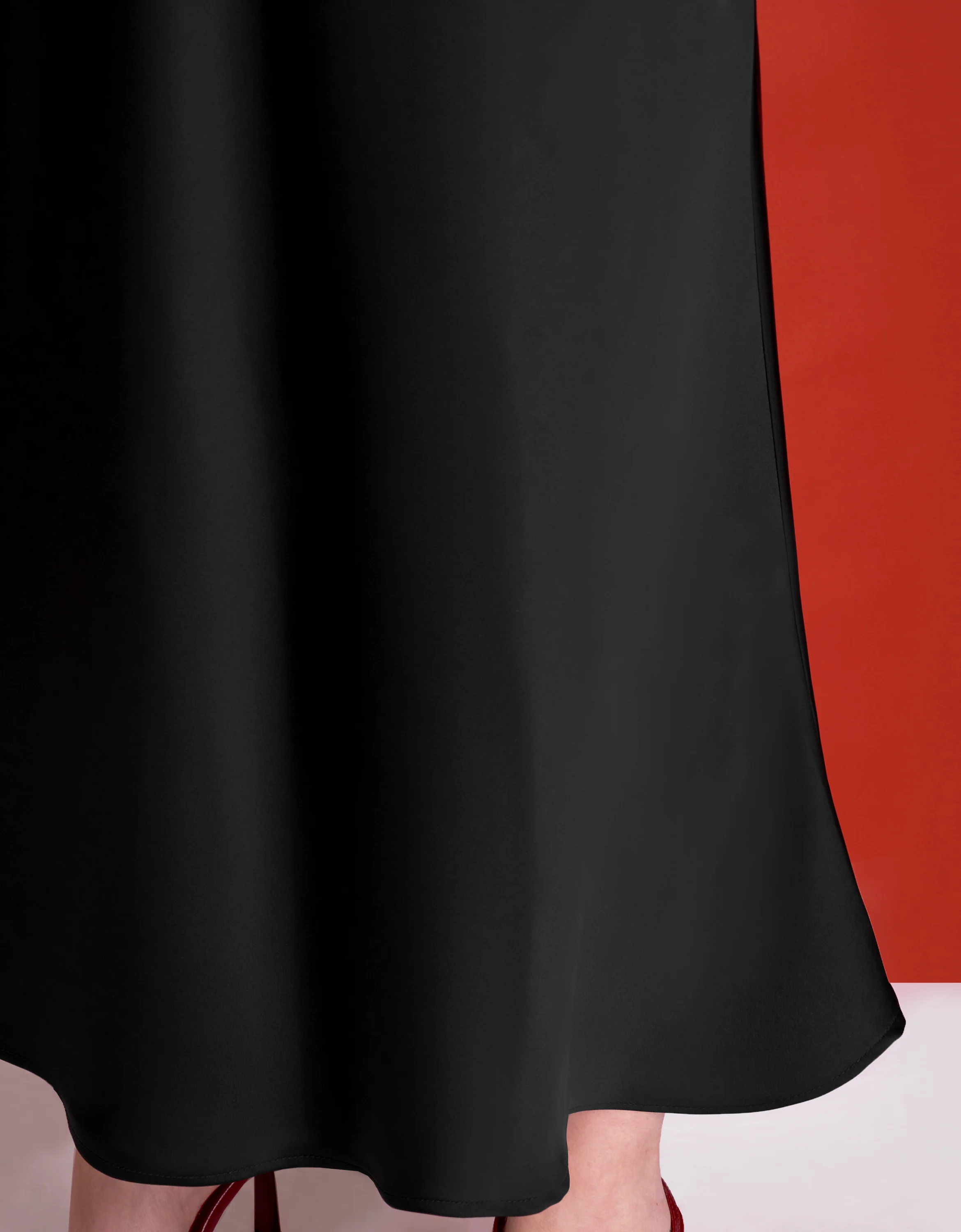 Flared Hem Satin Midi Skirt - Image 8