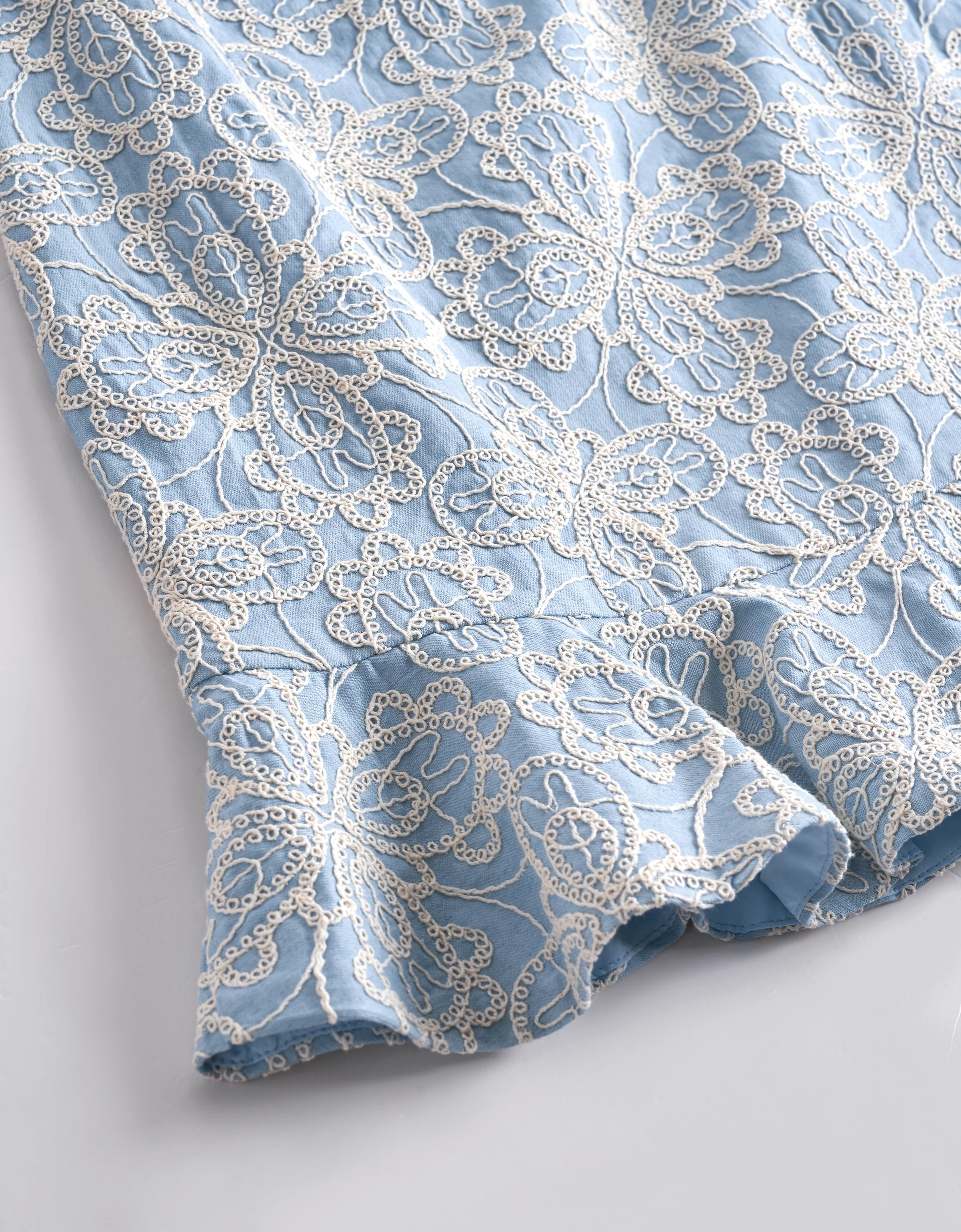 Floral Embroidery Ruffled Hem Dress - Image 8