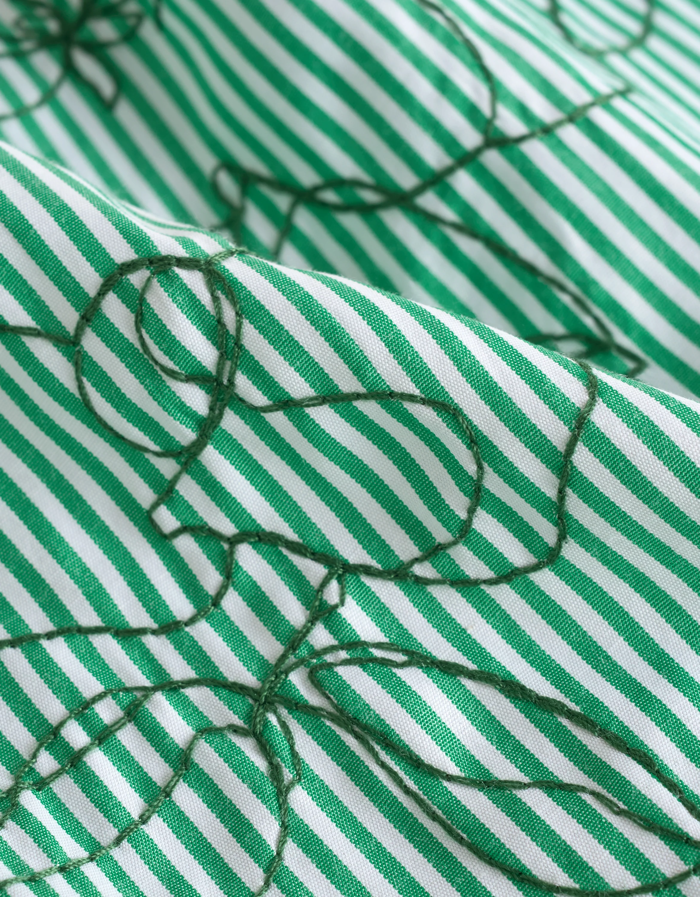 Floral Embroidery Waist Knot Striped Top - Image 17