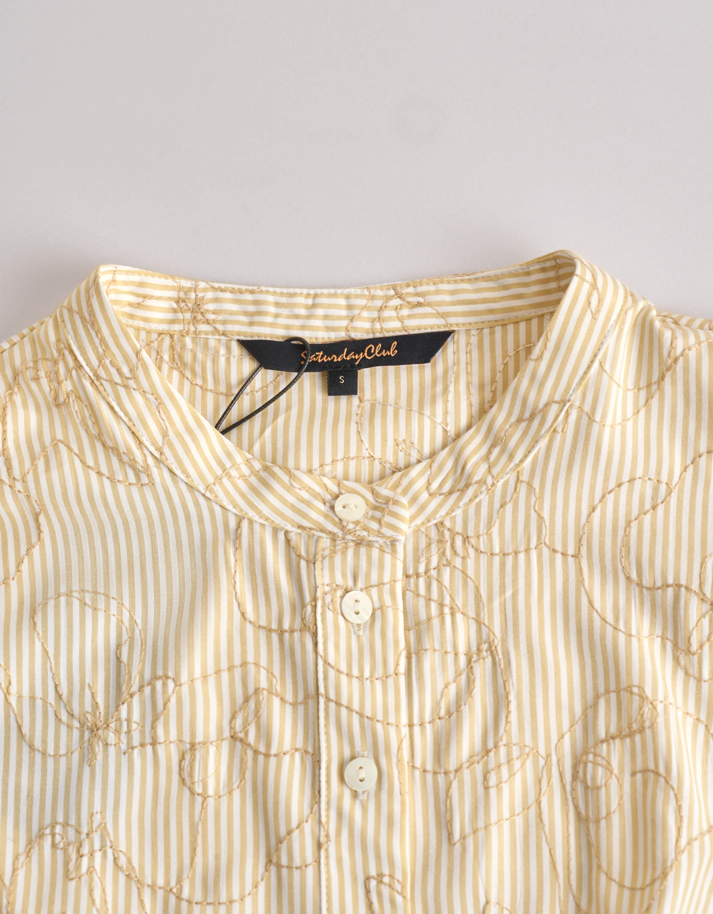 Floral Embroidery Waist Knot Striped Top - Image 7