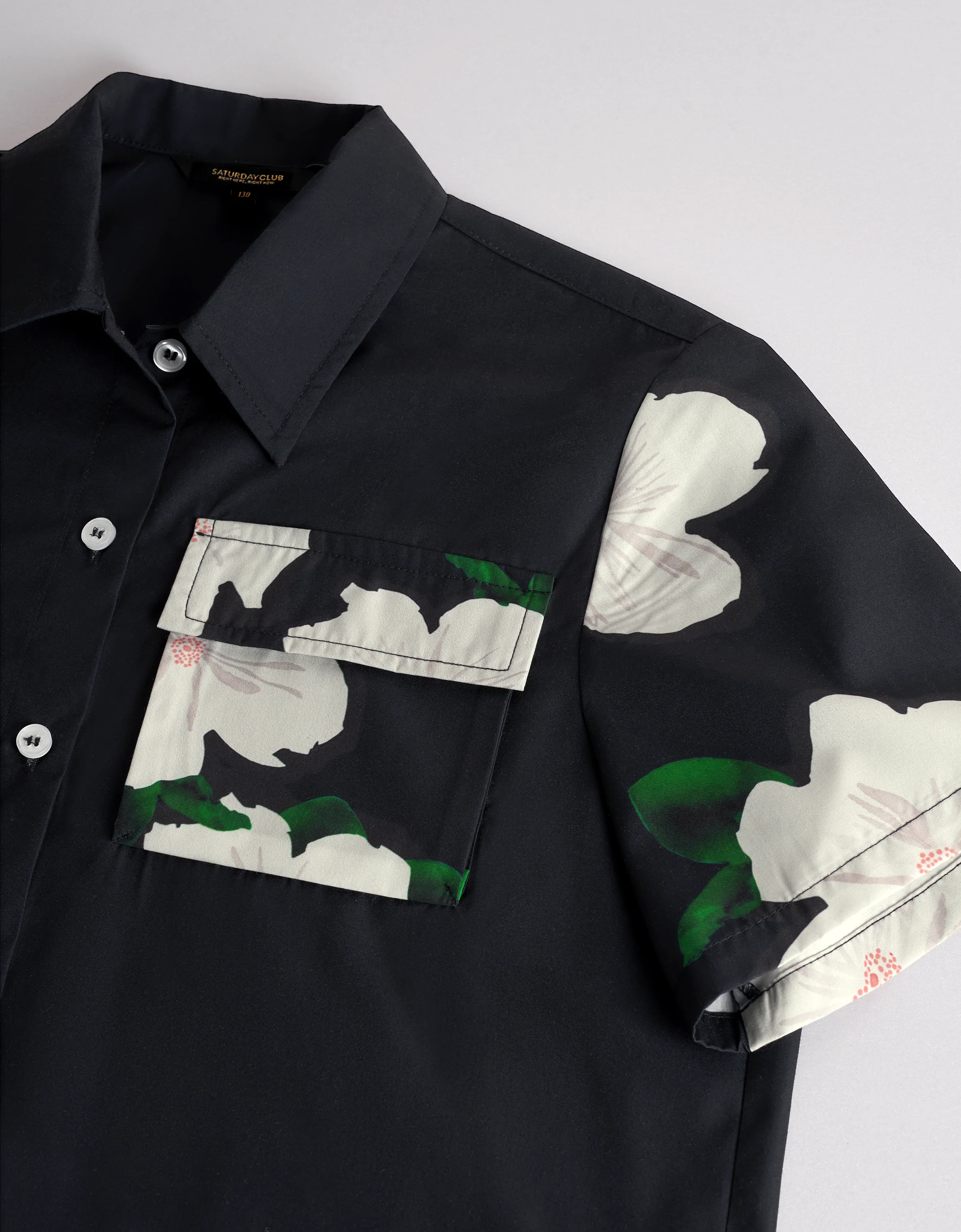 Floral Panels Short Sleeve Kids Shirt - Image 10