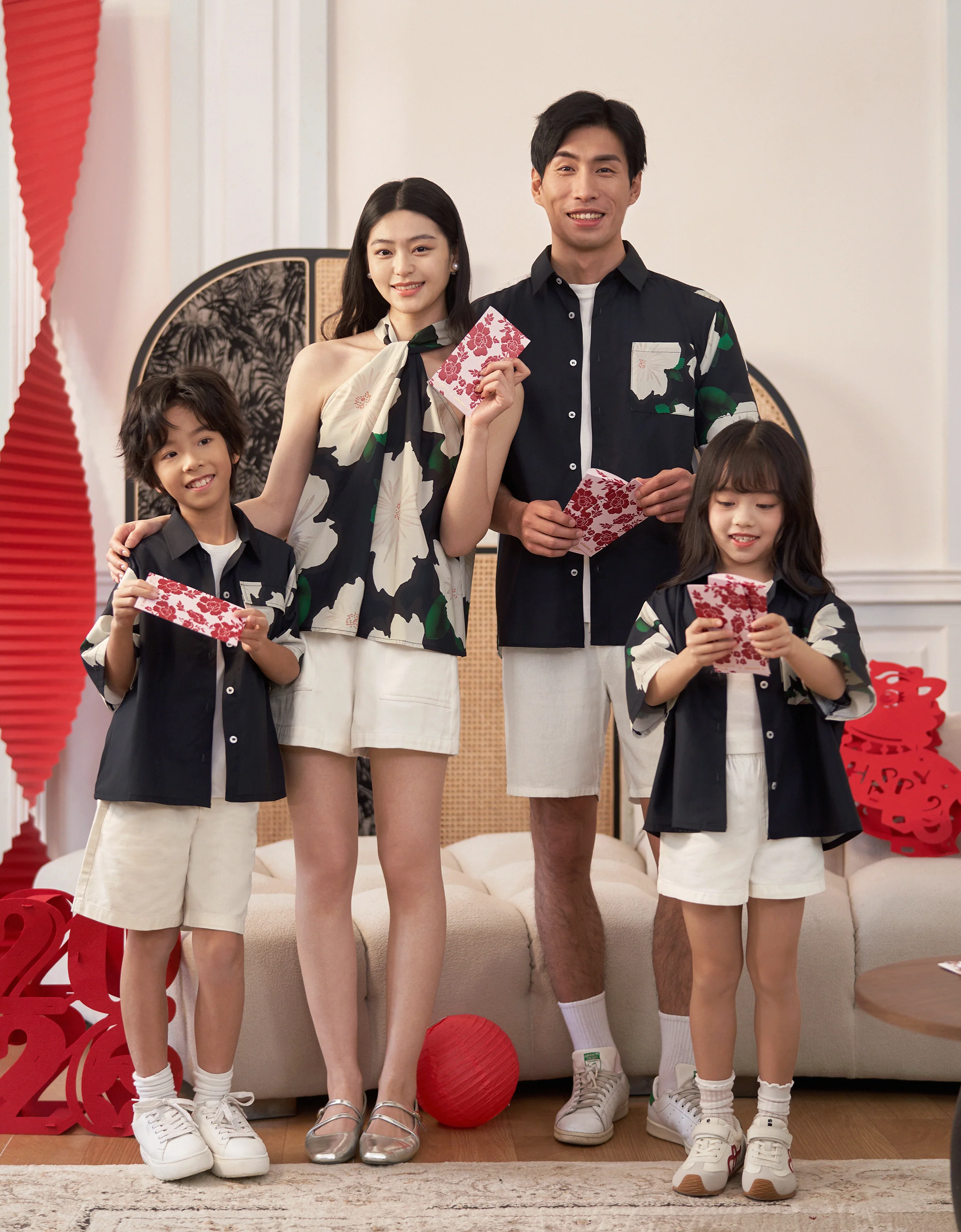 Floral Panels Short Sleeve Kids Shirt - Image 3