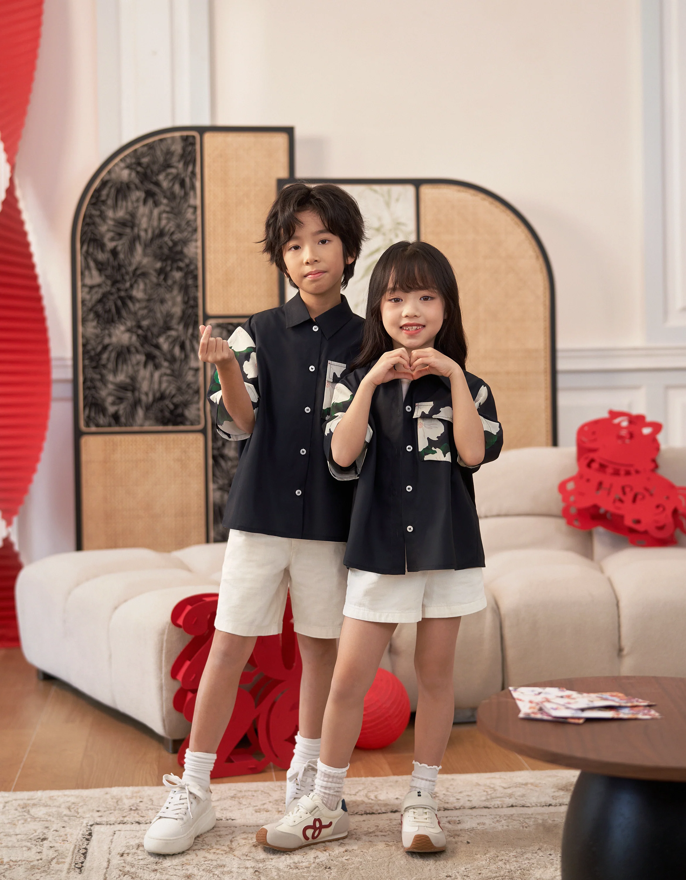 Floral Panels Short Sleeve Kids Shirt - Image 7