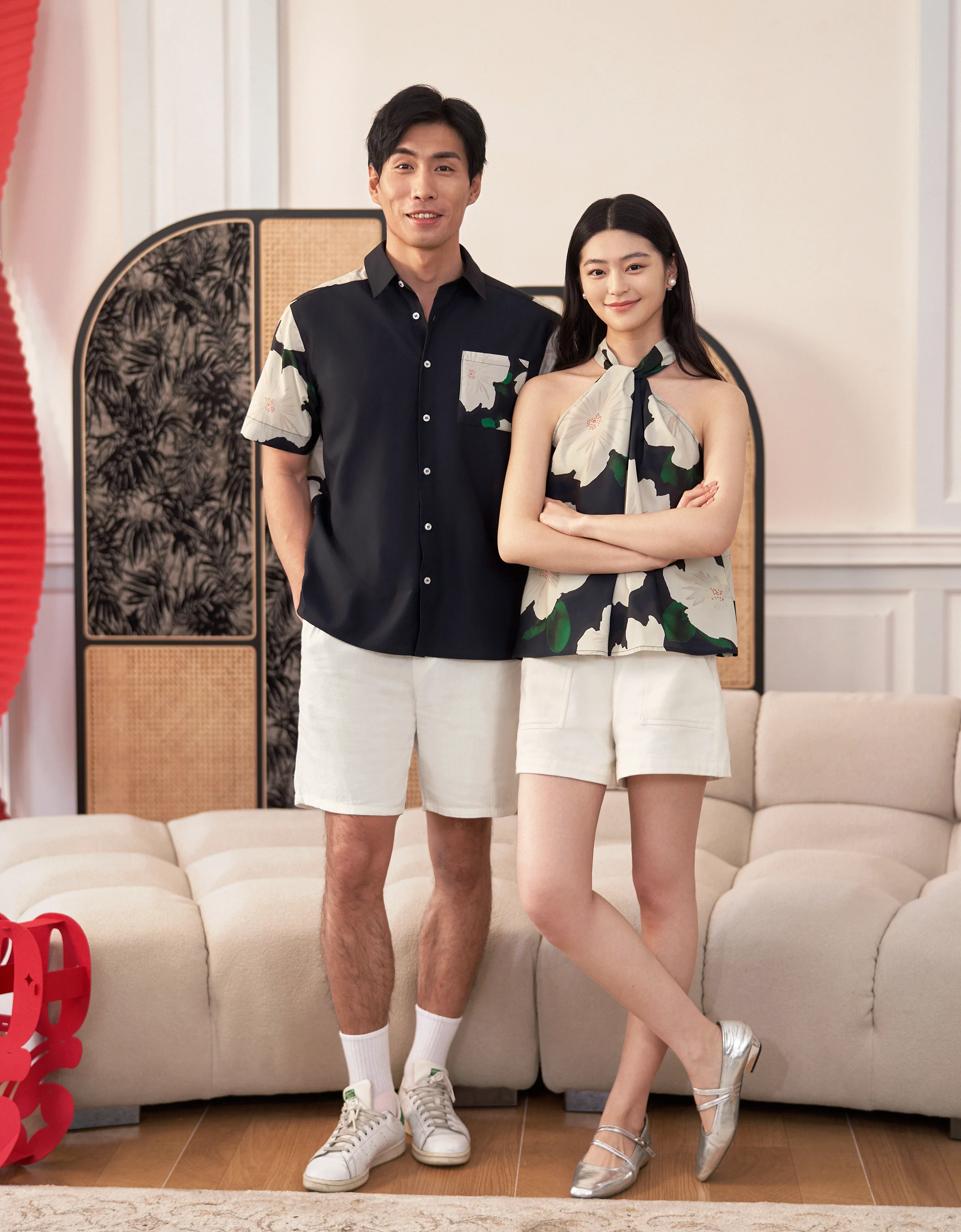 Floral Panels Short Sleeve Men's Shirt - Image 3