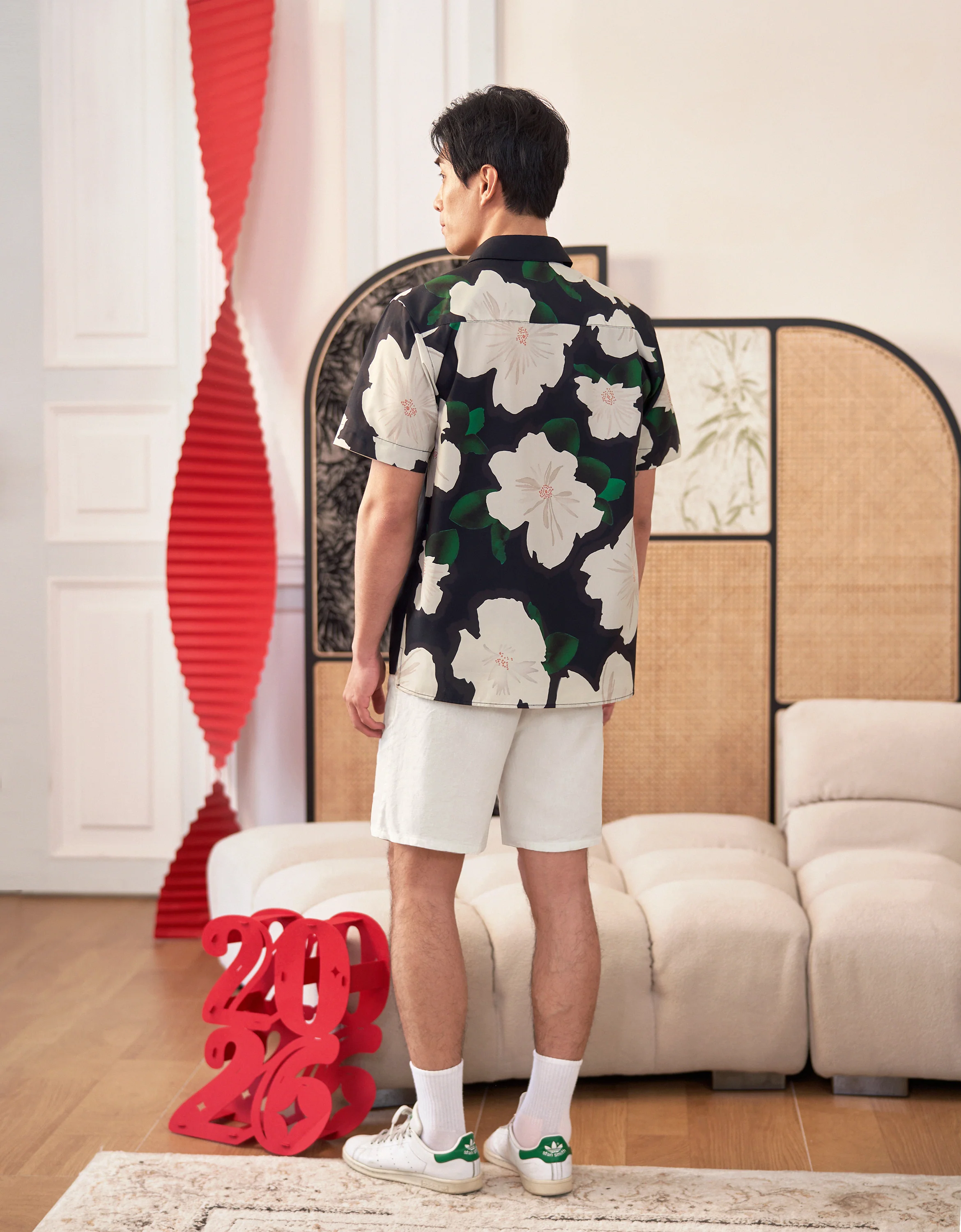 Floral Panels Short Sleeve Men's Shirt - Image 5