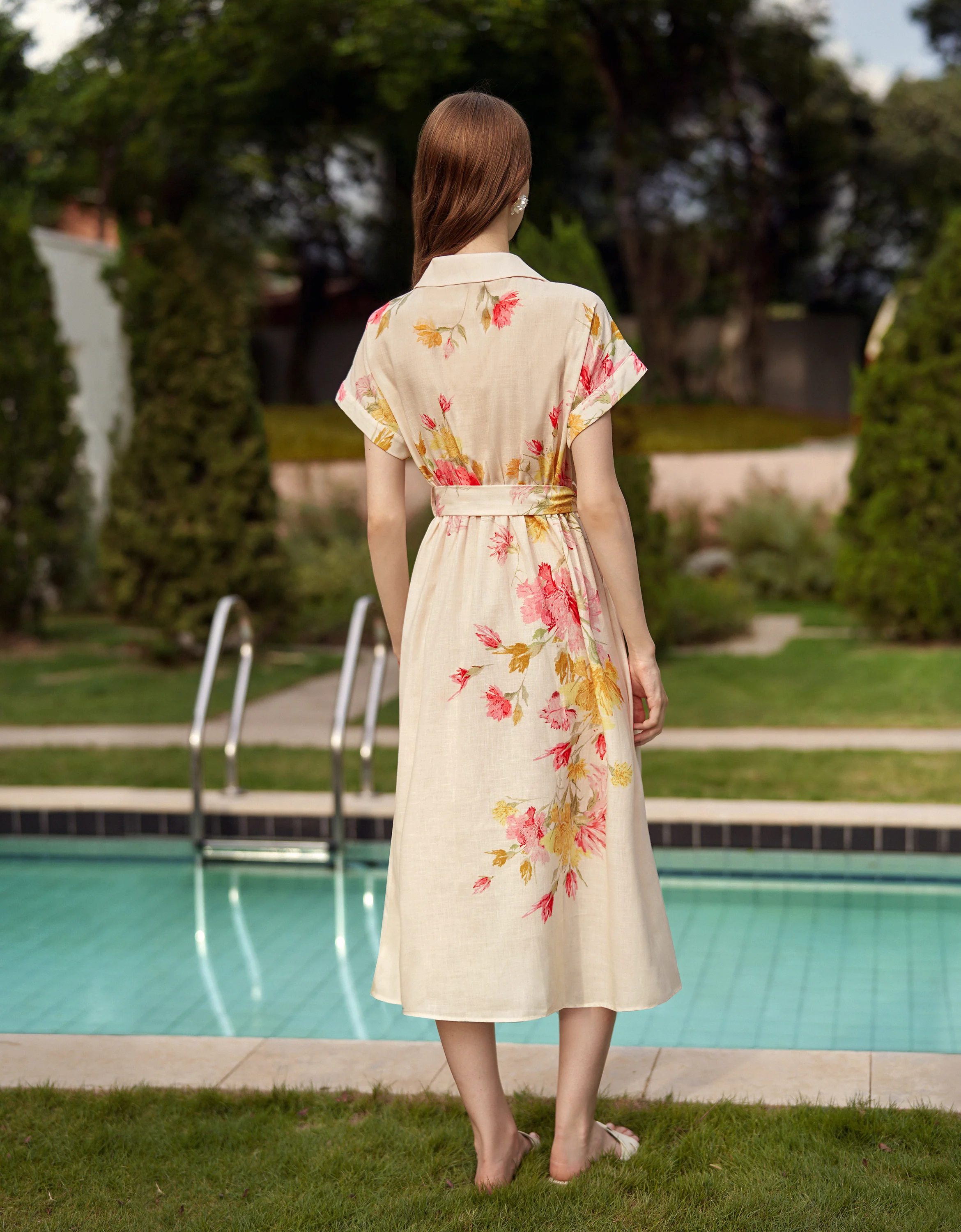 Floral Print Midi Shirt Dress - Image 5