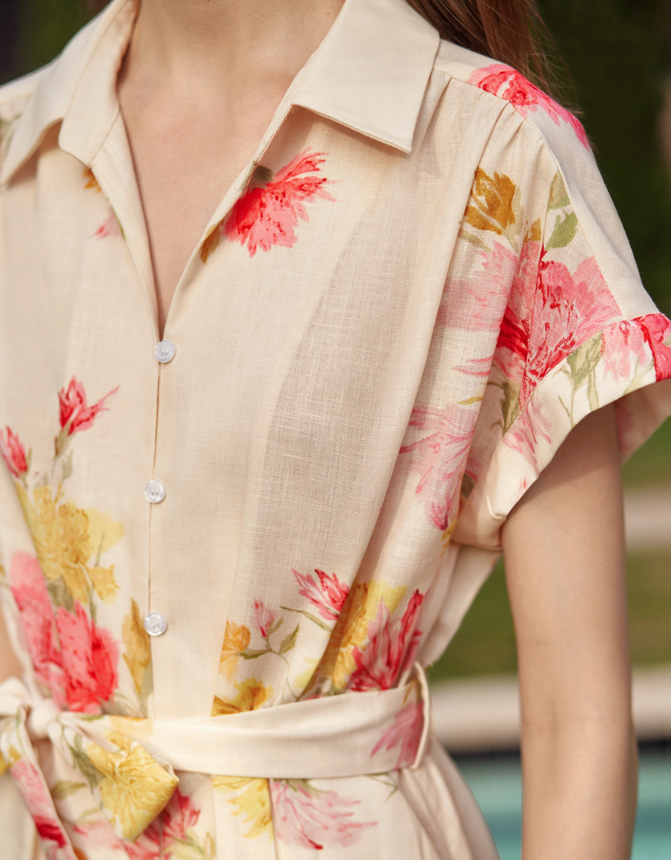 Floral Print Midi Shirt Dress - Image 6