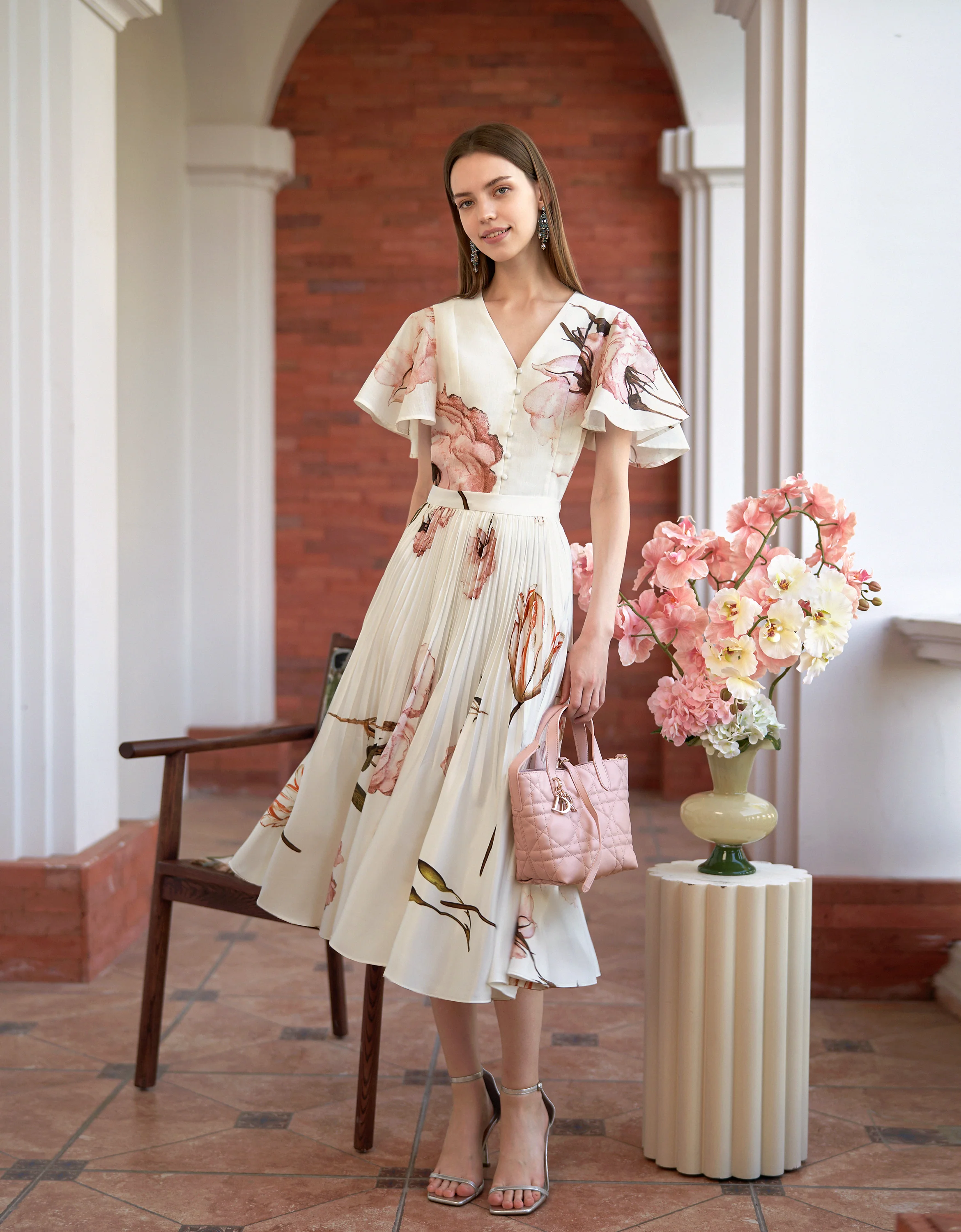 Floral Print Pleated Midi Skirt - Image 10