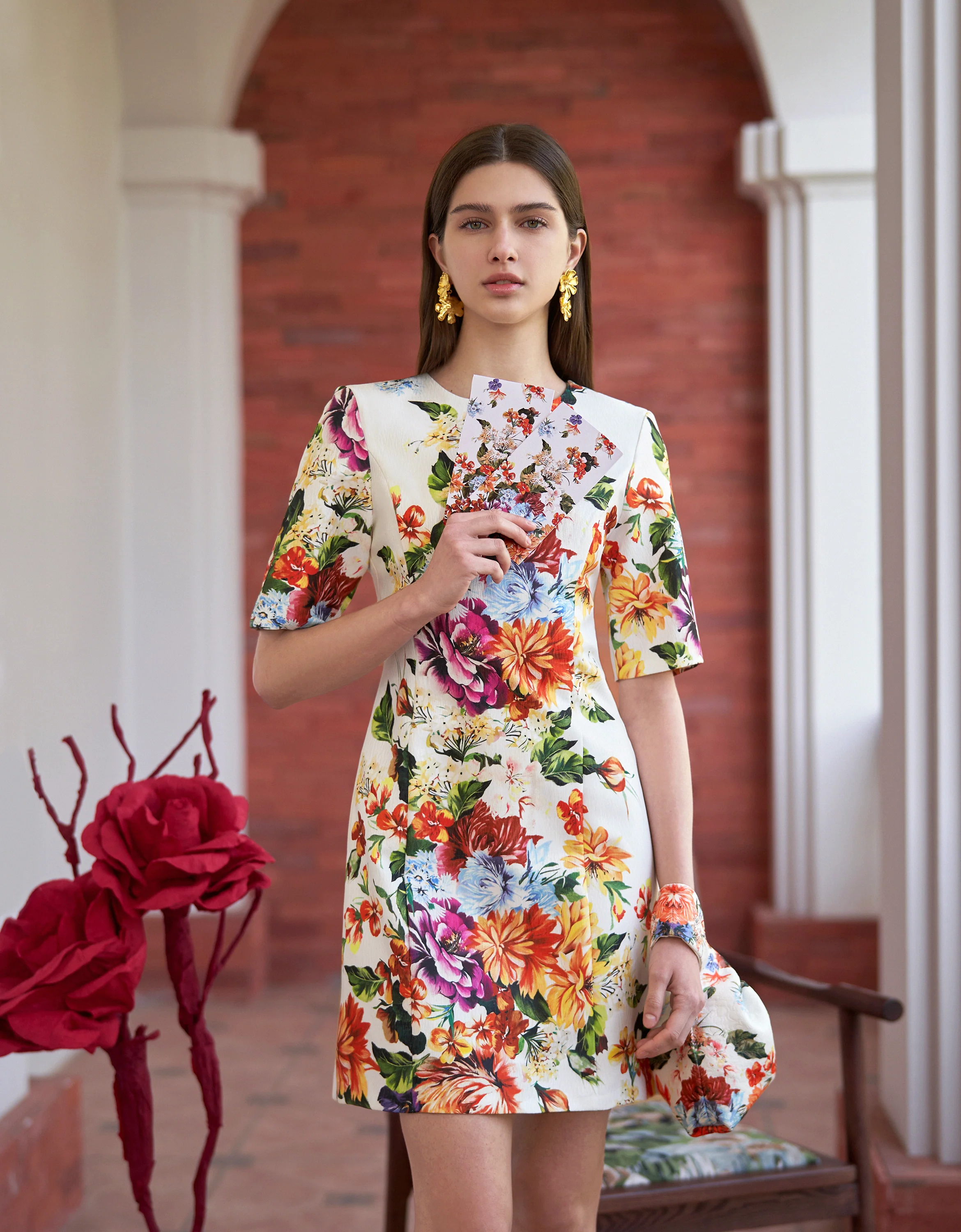 Floral Print Short Sleeve Dress - Image 7