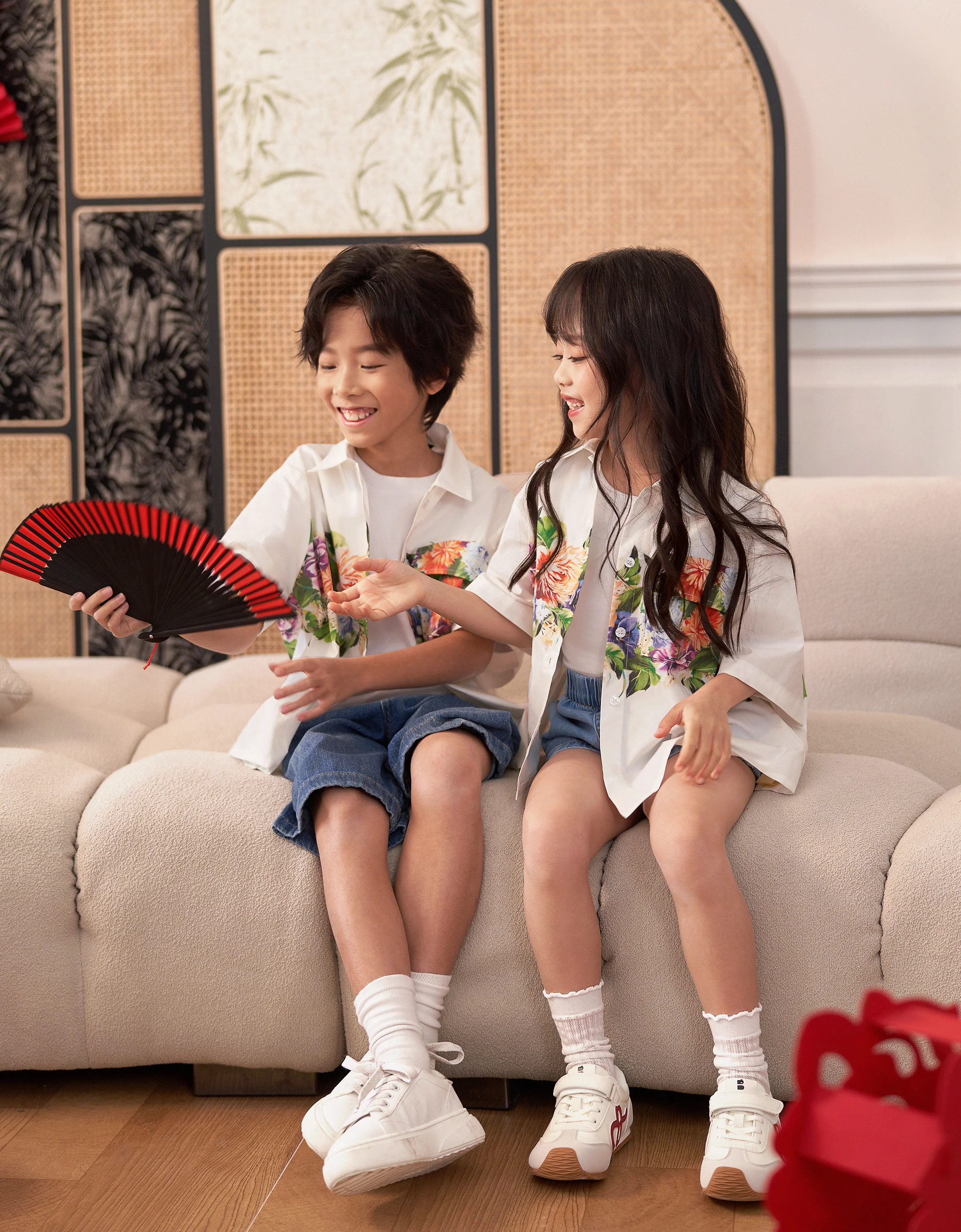 Floral Print Short Sleeve Kids Shirt - Image 4