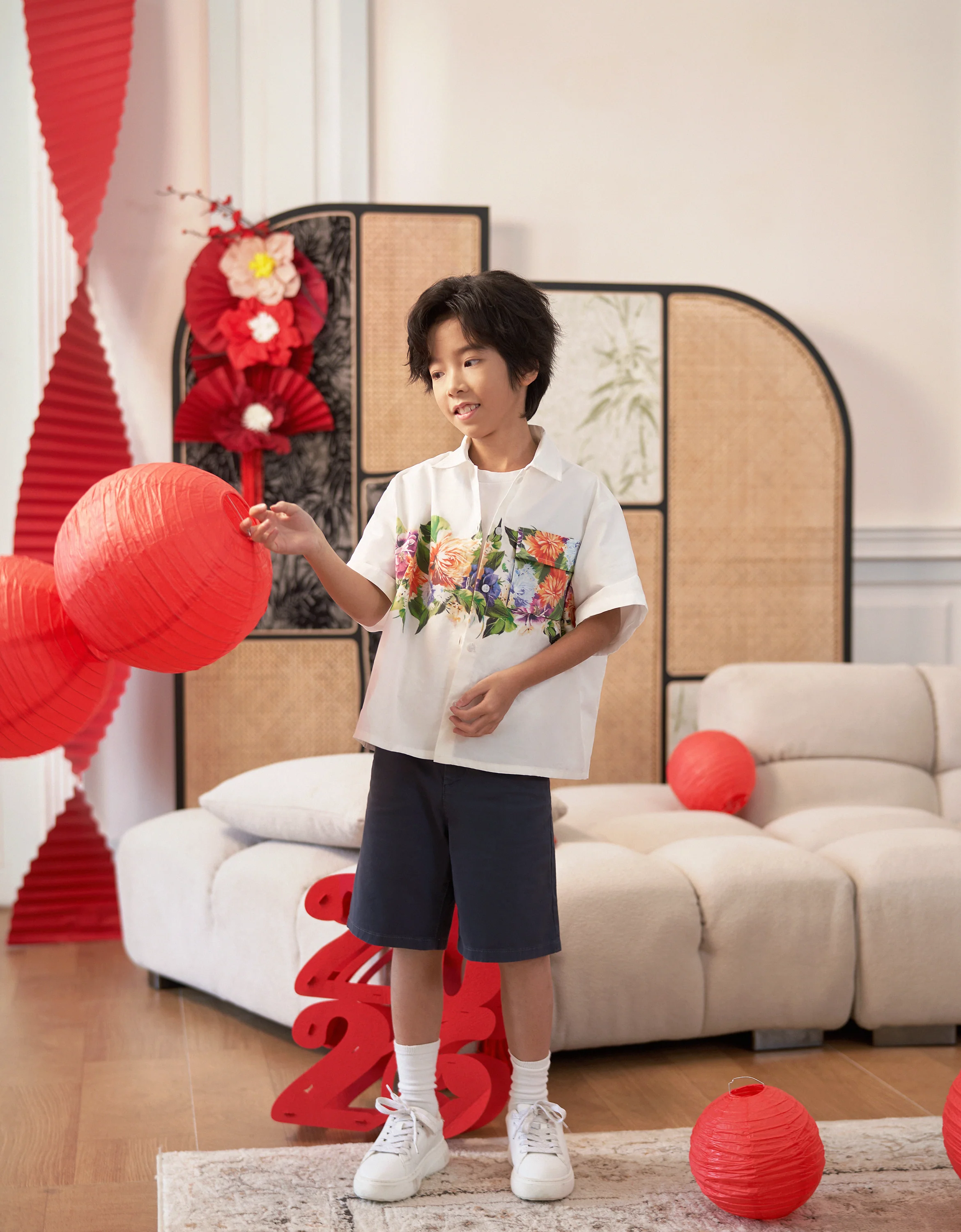 Floral Print Short Sleeve Kids Shirt - Image 5