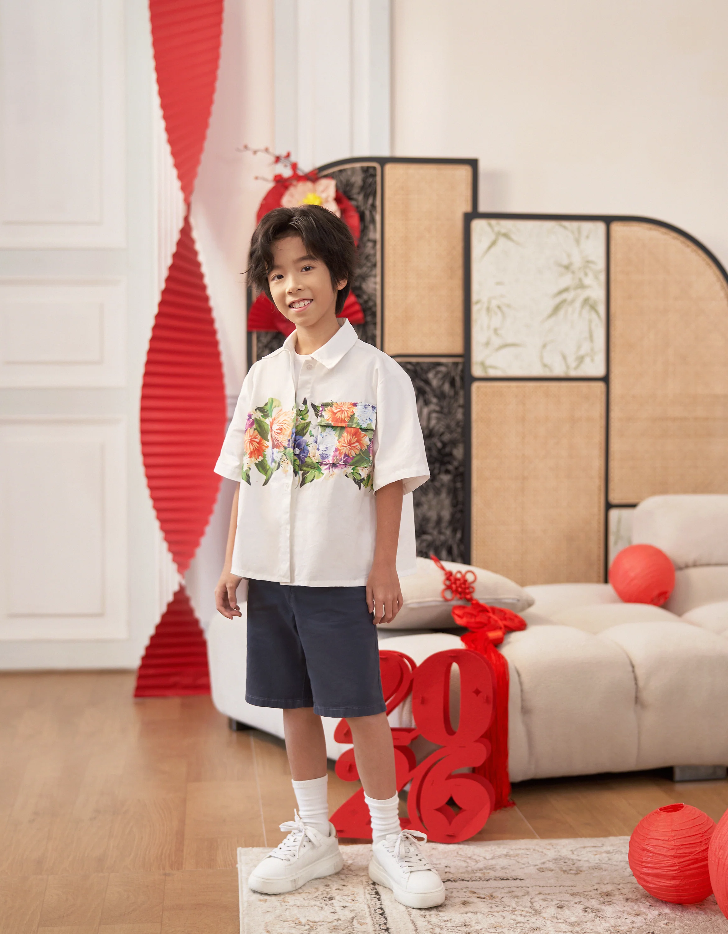 Floral Print Short Sleeve Kids Shirt - Image 6