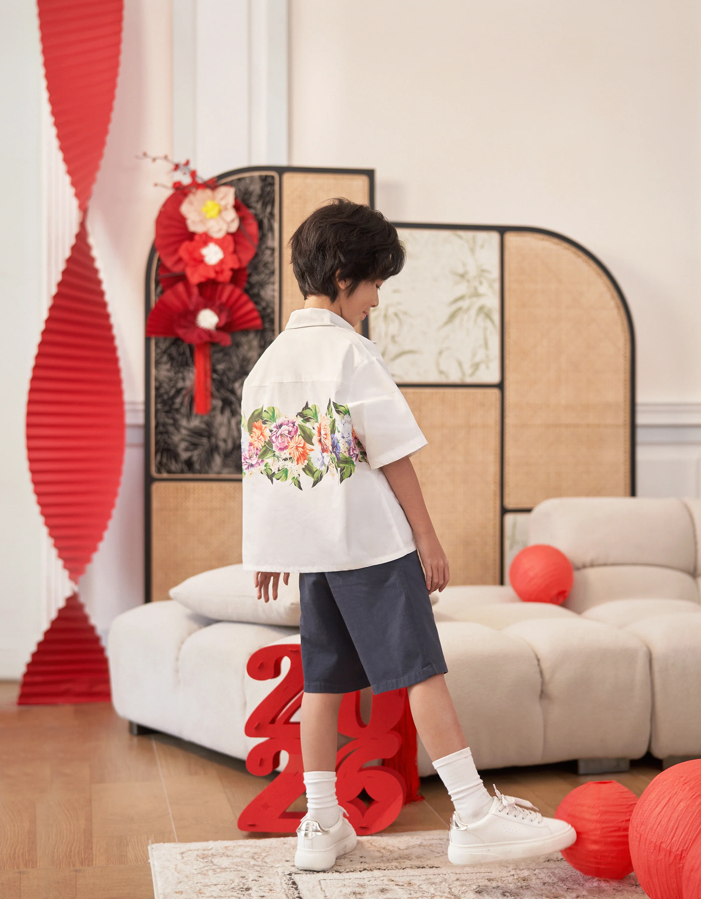 Floral Print Short Sleeve Kids Shirt - Image 7