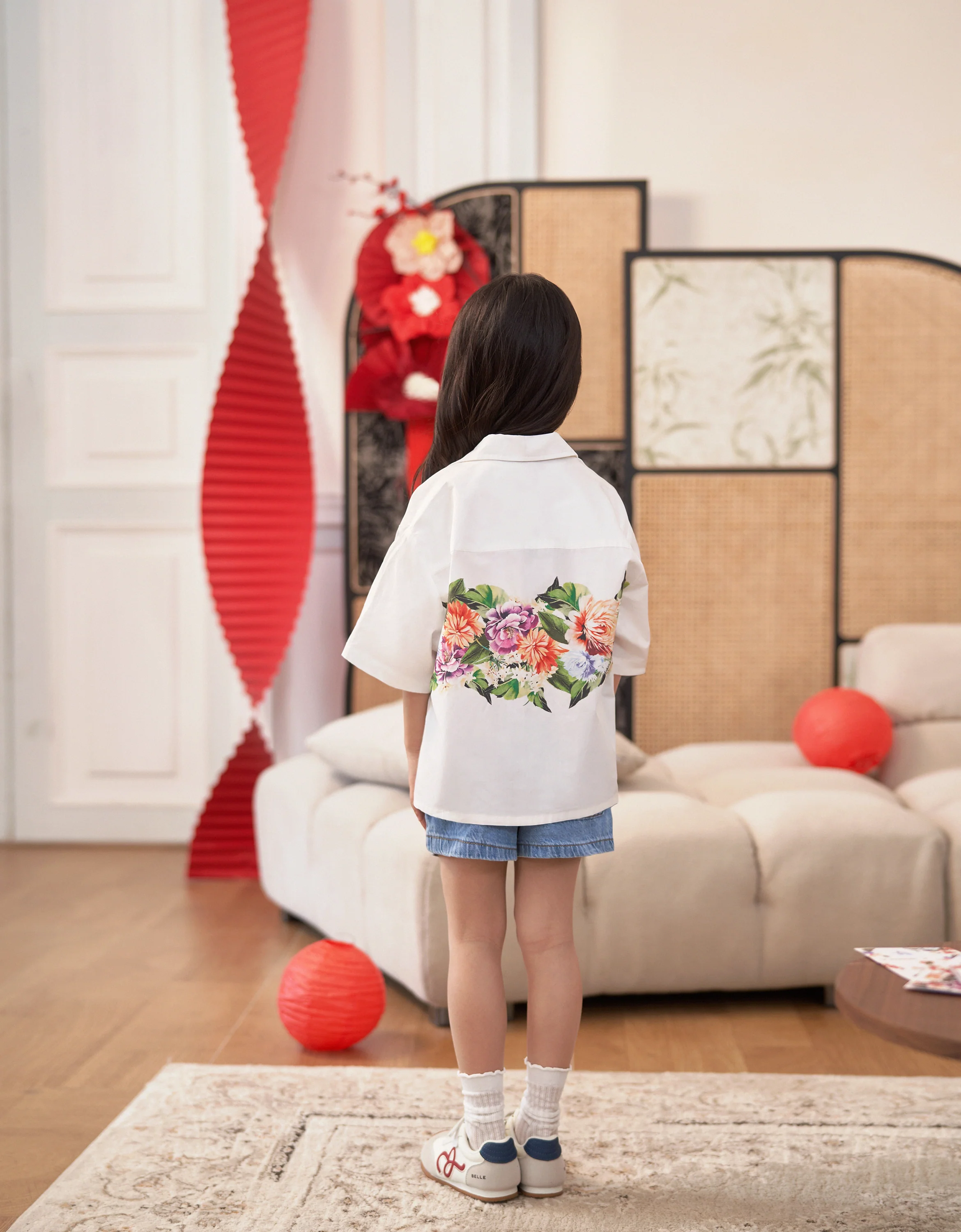 Floral Print Short Sleeve Kids Shirt - Image 8