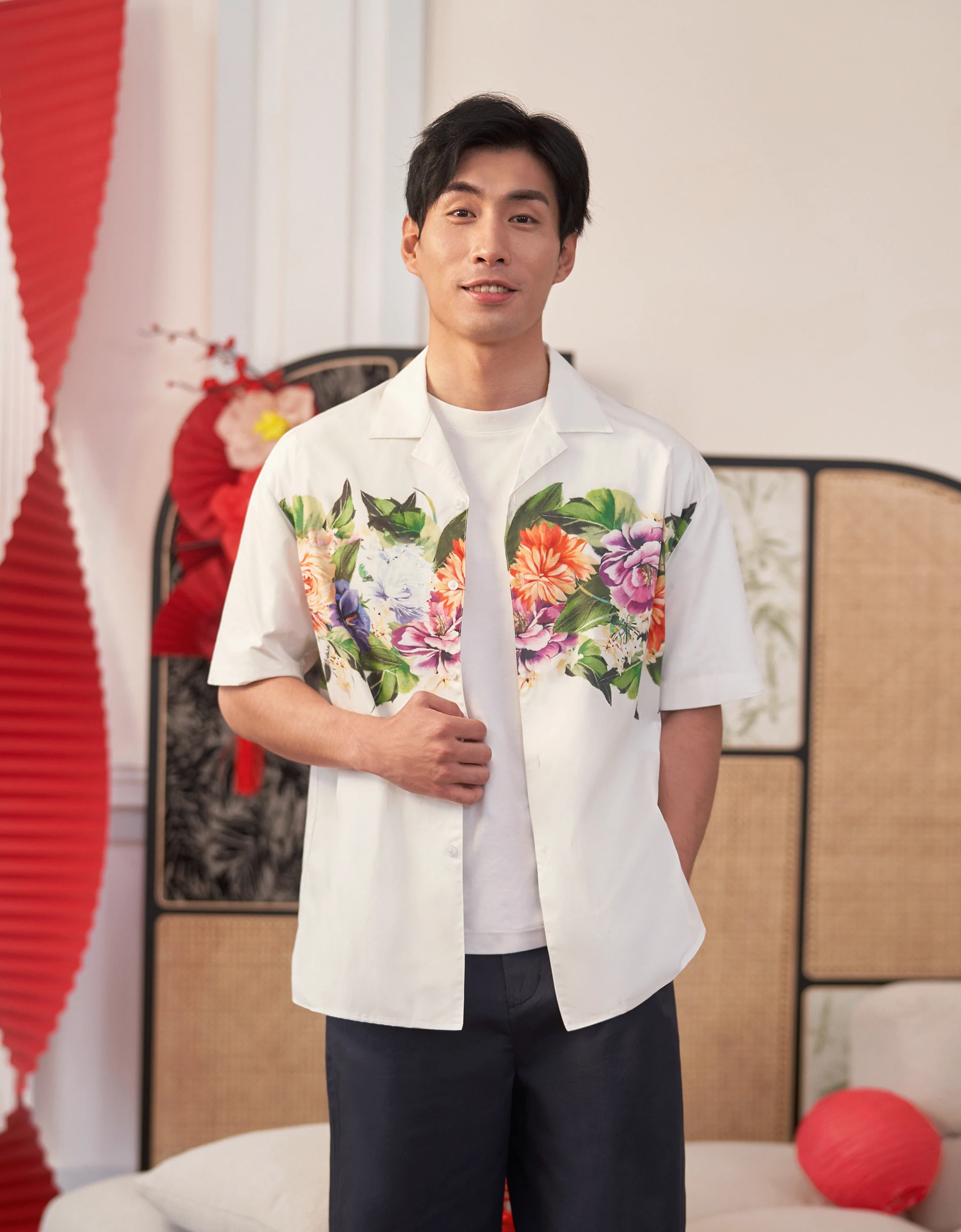 Floral Print Short Sleeve Men's Shirt - Image 8